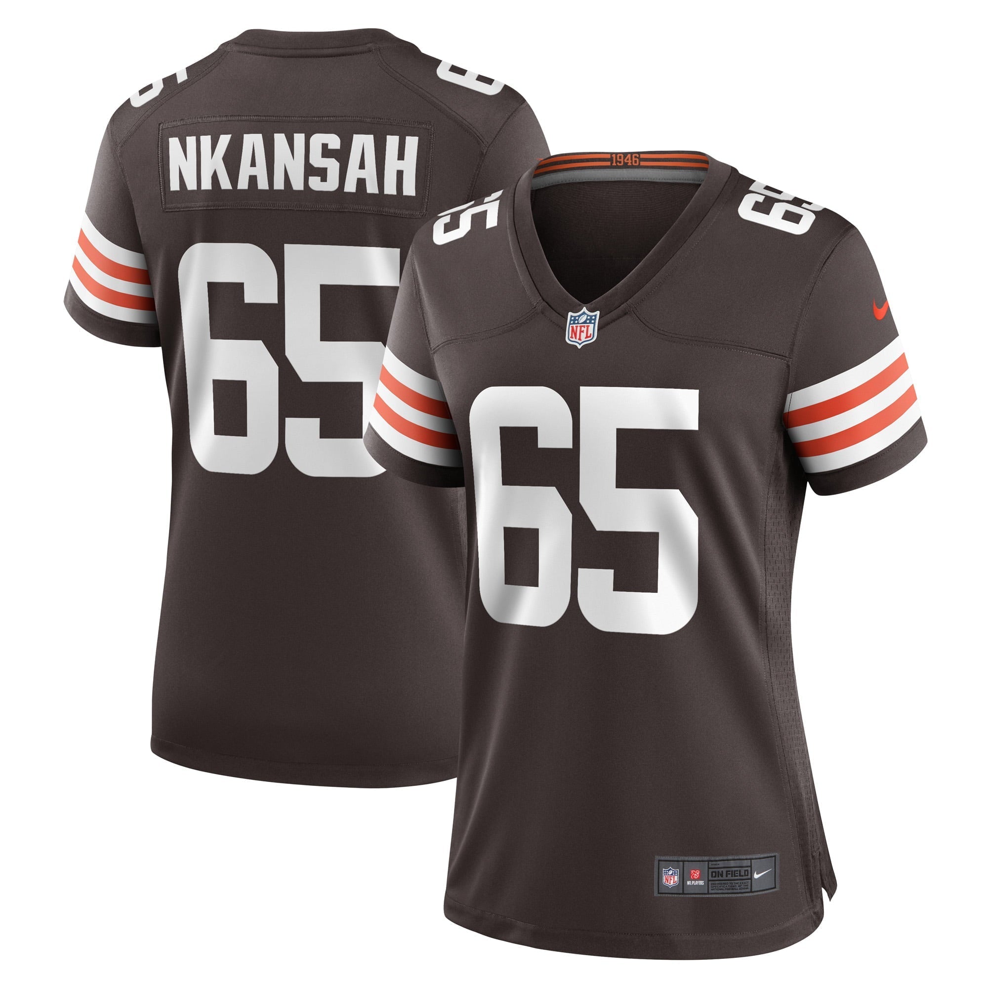Women's Nike Elijah Nkansah Brown Cleveland Browns Game Player Jersey - vstockx