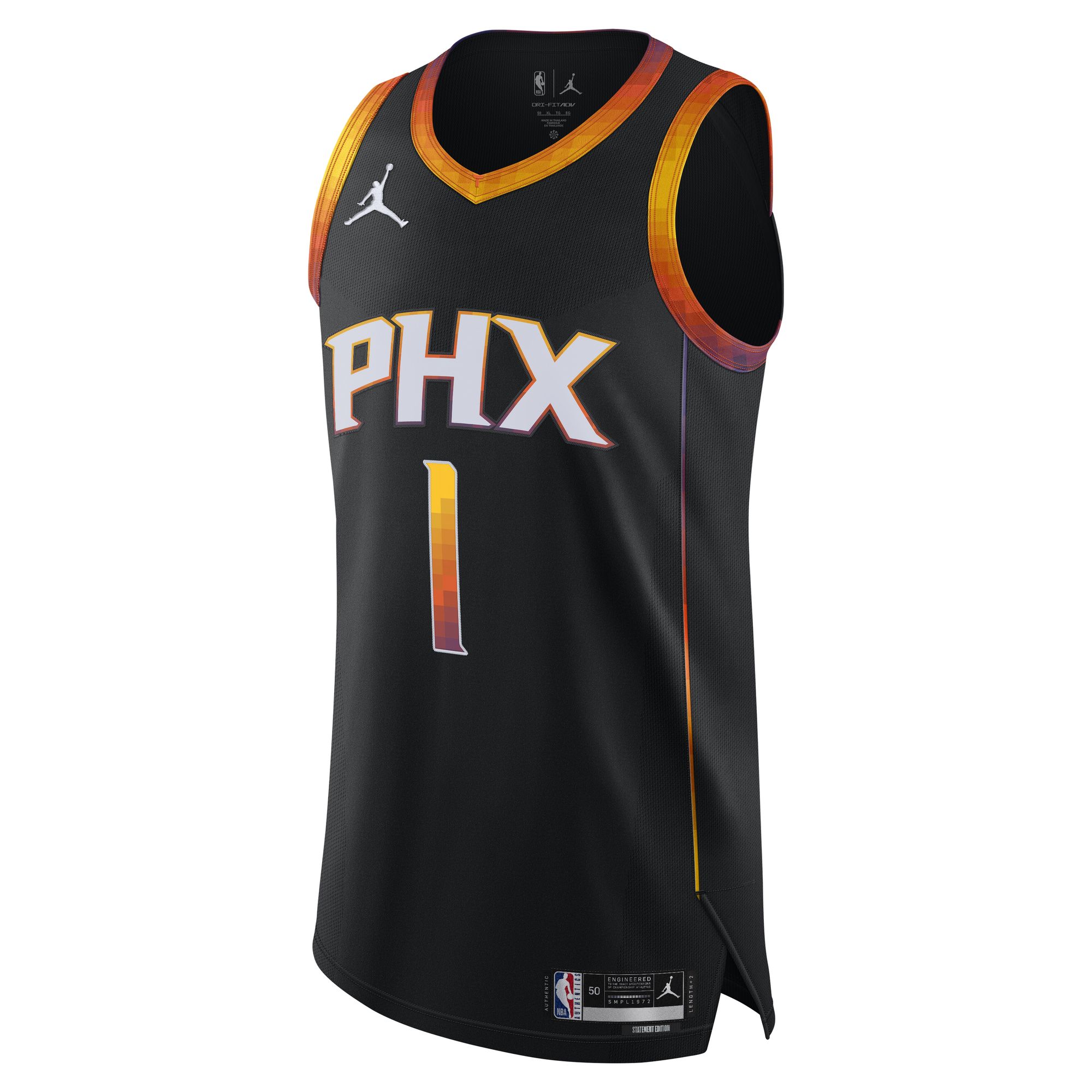 Devin Booker Phoenix Suns Jordans Brand Authentic Player Jersey - Statement Edition - Black - vstockx