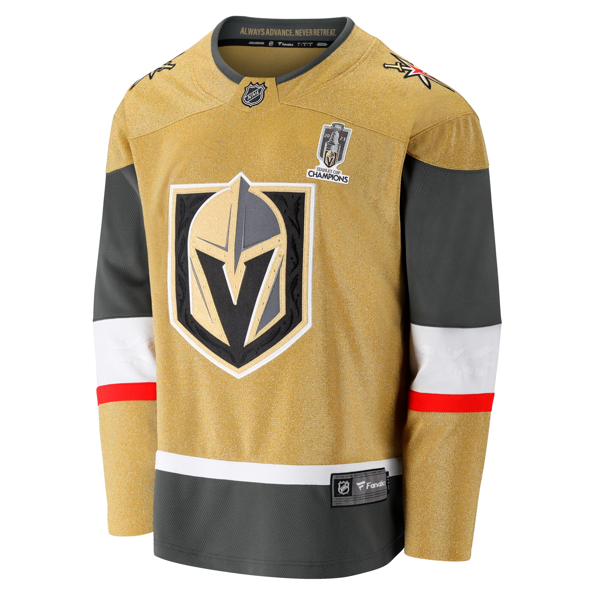 Vegas Golden Knights Fanatics Branded 2023 Stanley Cup Champions Home Breakaway Jersey - Gold - vstockx