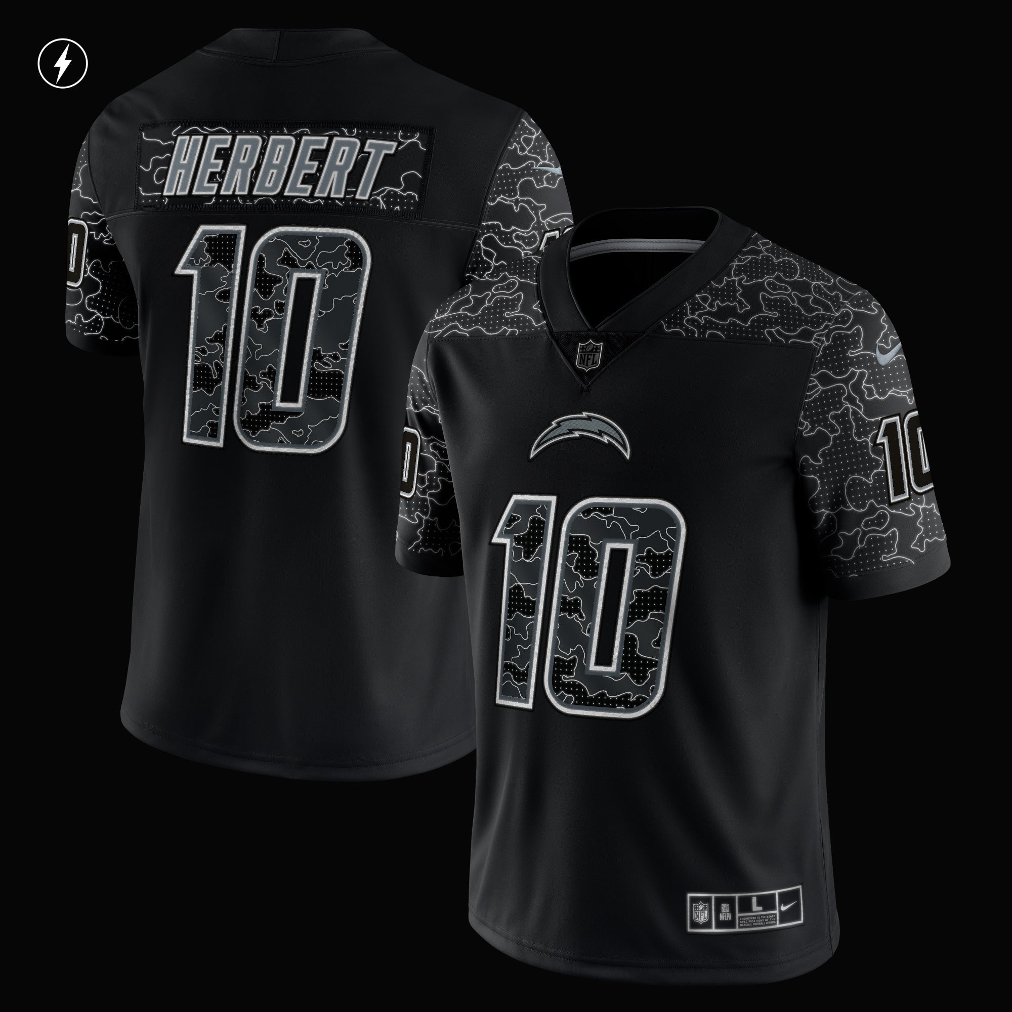 Men's Nike Justin Herbert Black Los Angeles Chargers RFLCTV Limited Jersey - vstockx