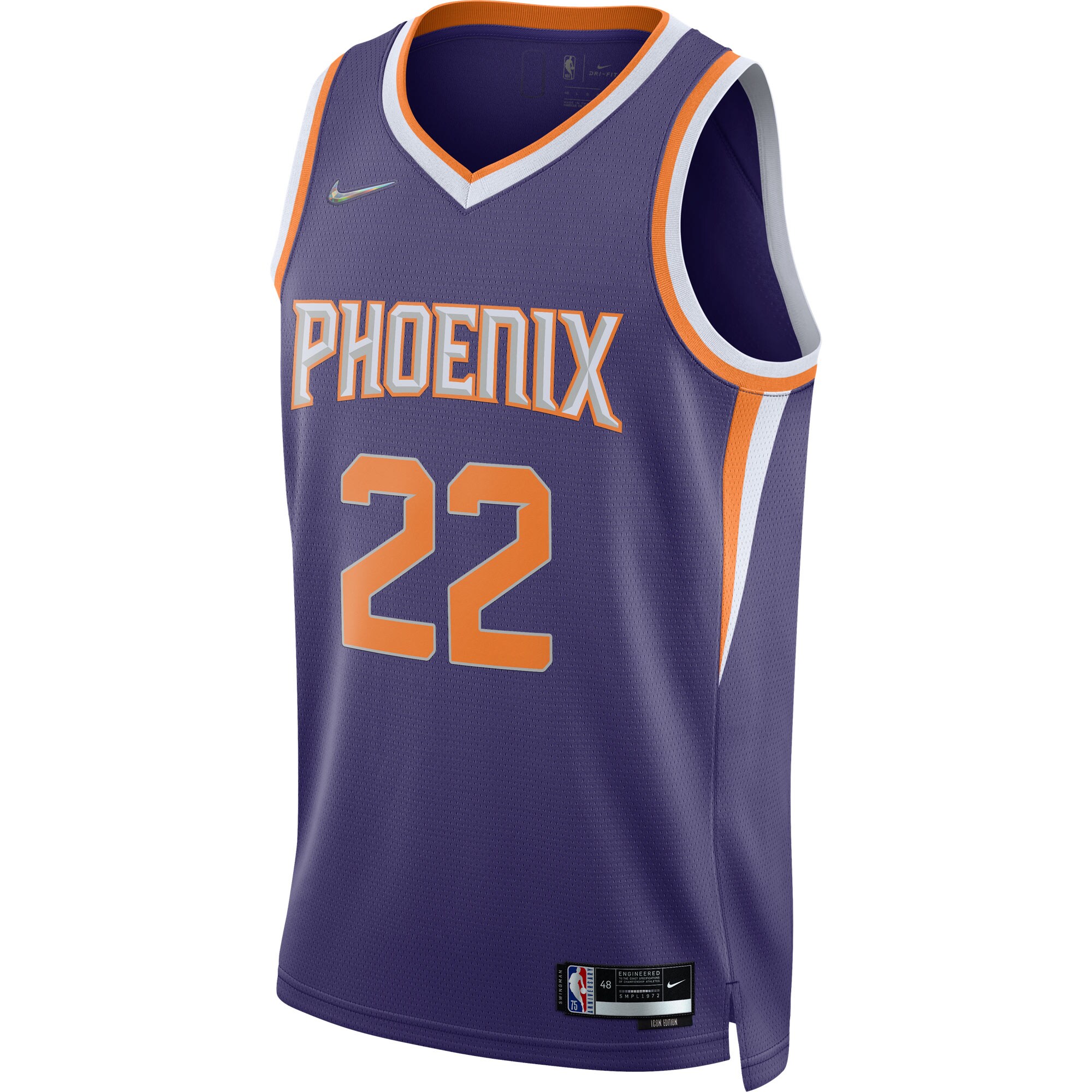Deandre Ayton Phoenix Suns Nike 2021/22 Diamond Swingman Jersey - Icon Edition - Purple - vstockx