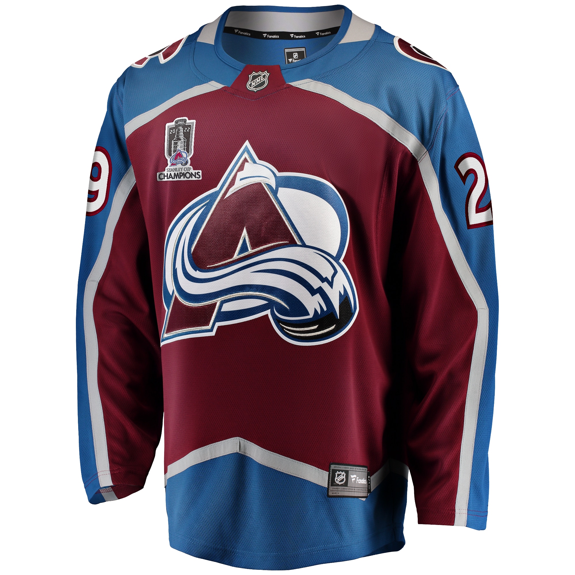 Nathan MacKinnon Colorado Avalanche Fanatics Branded 2022 Stanley Cup Champions Breakaway Patch Player Jersey - Burgundy - vstockx