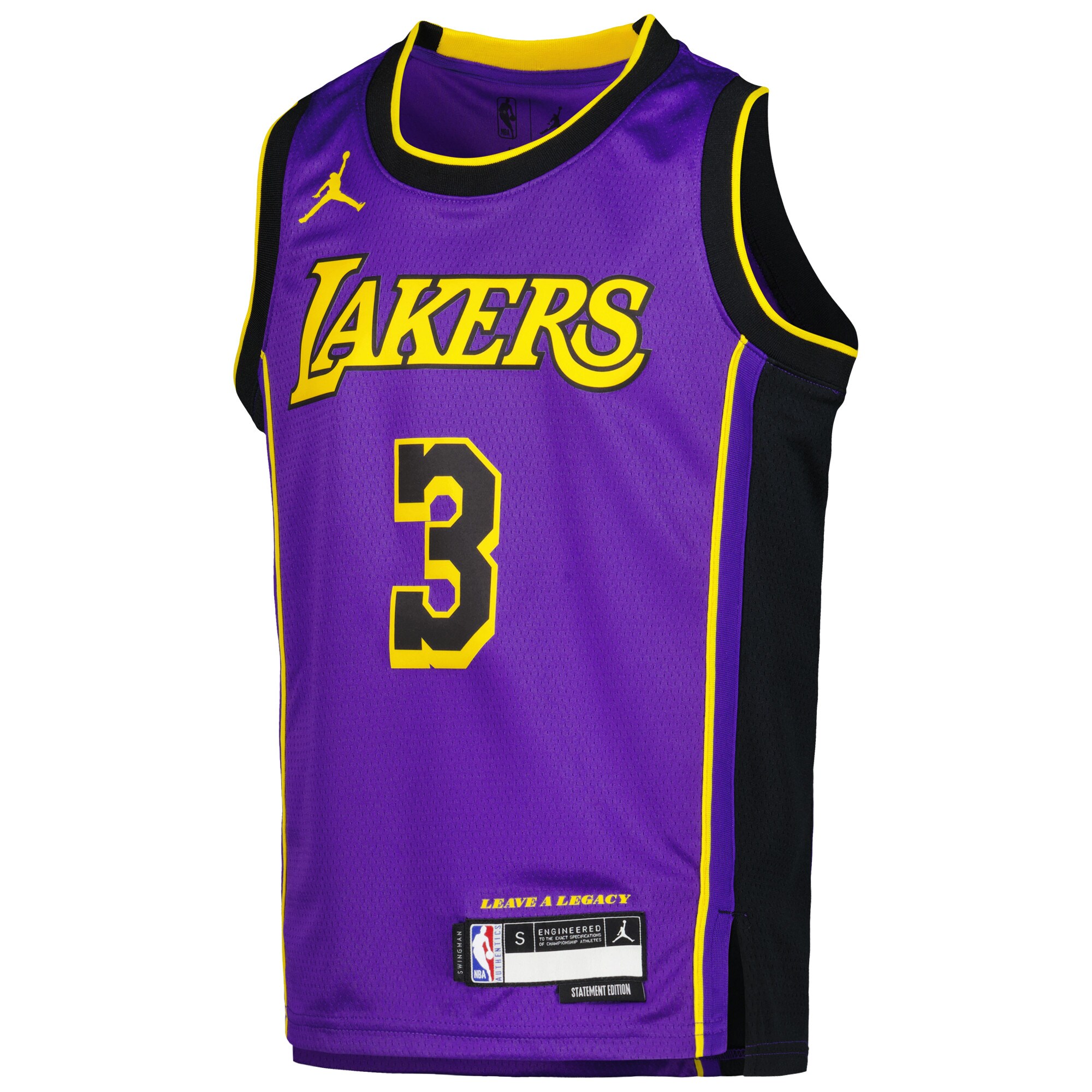 Anthony Davis Los Angeles Lakers Jordans Brand Youth Swingman Jersey - Statement Edition - Purple - vstockx