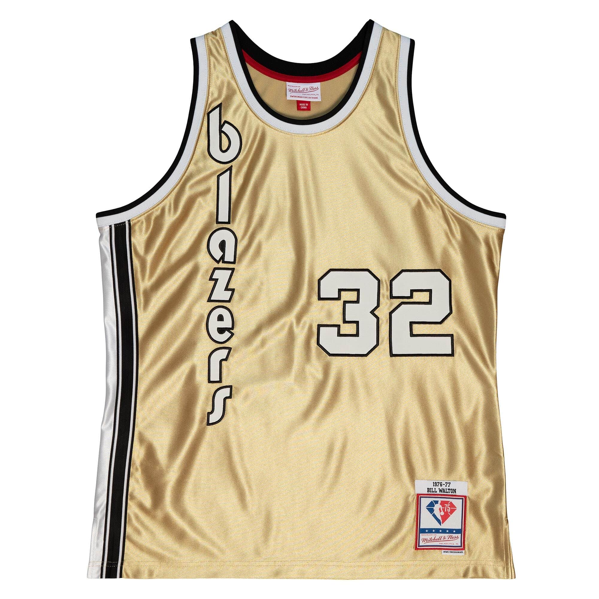 75th Anniversary Gold Swingman Bill Walton Portland Trail Blazers 1976-77 Jersey - vstockx