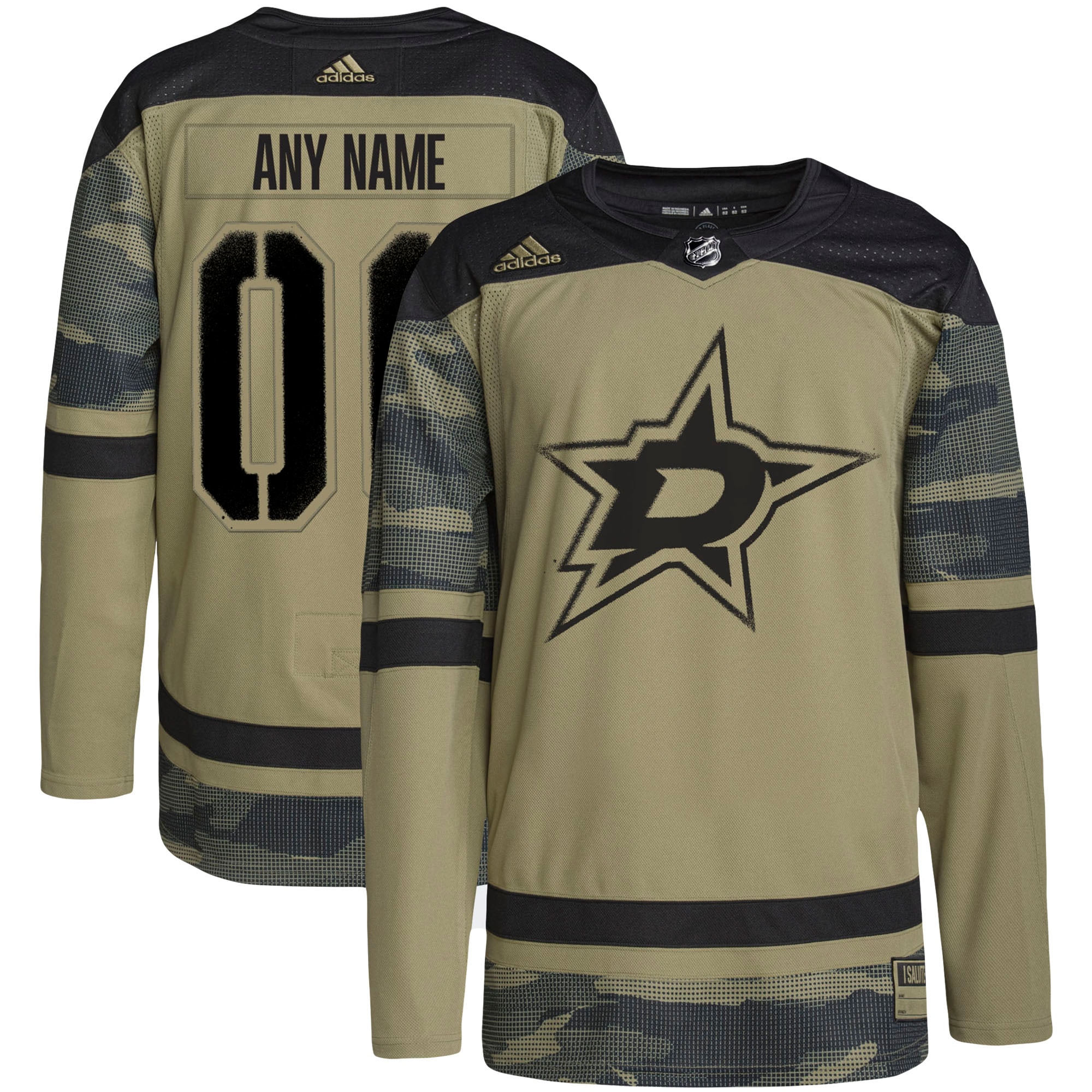 Dallas Stars adidas Military Appreciation Team Authentic Custom Practice Jersey - Camo - vstockx