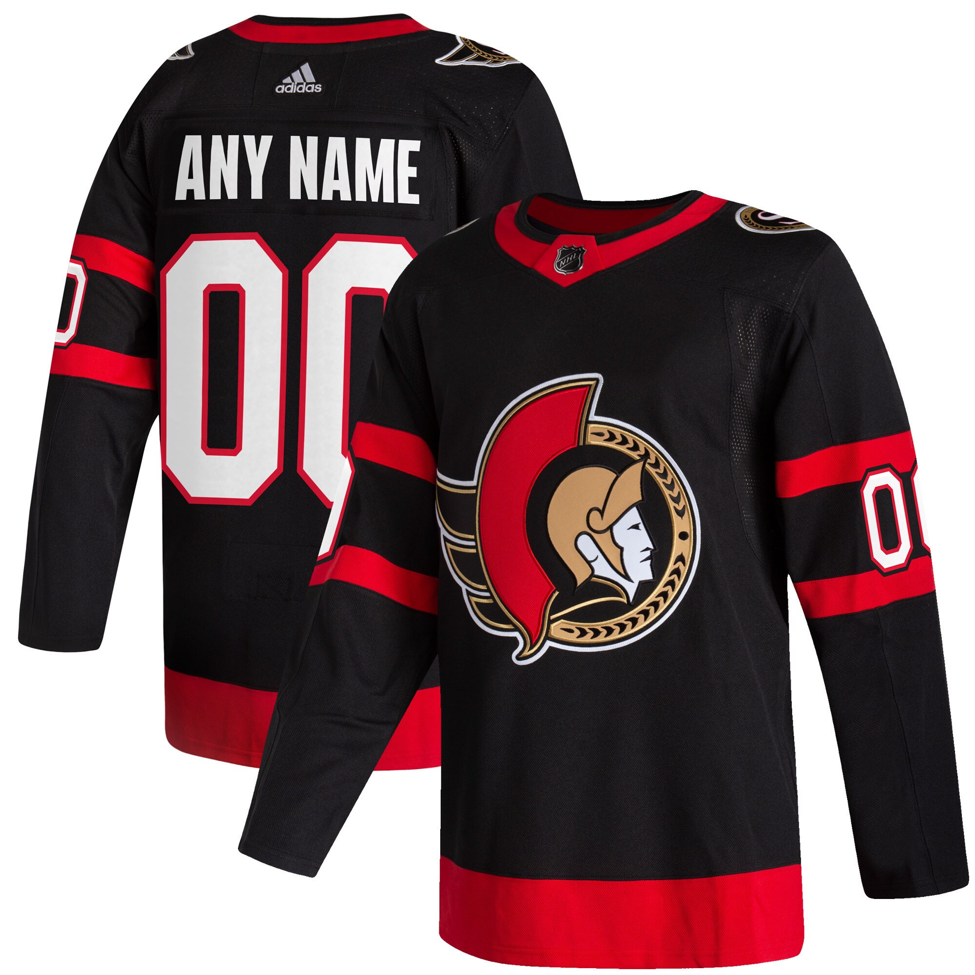 Ottawa Senators adidas 2020/21 Home Authentic Custom Jersey - Black - vstockx