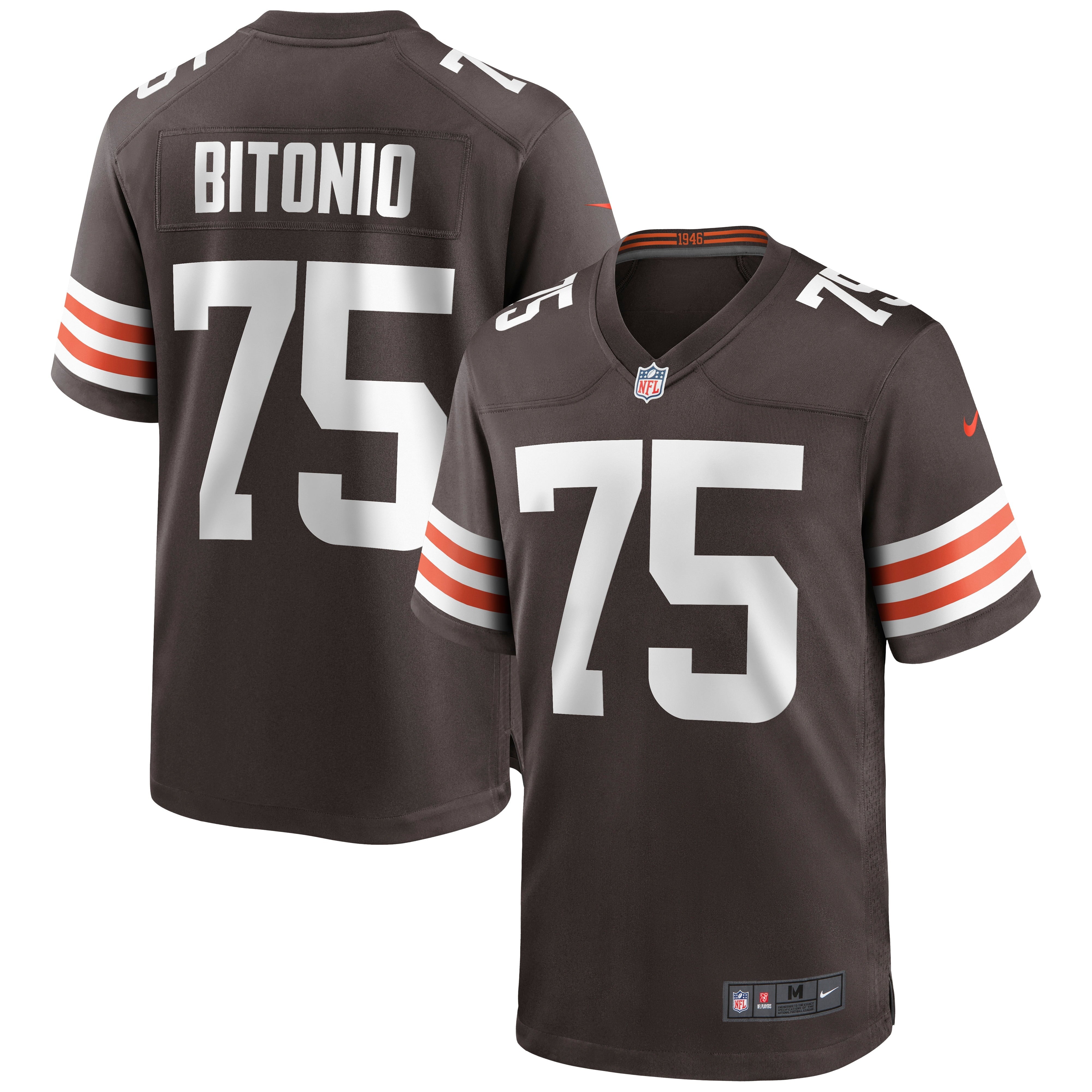 Men's Nike Joel Bitonio Brown Cleveland Browns Game Jersey - vstockx