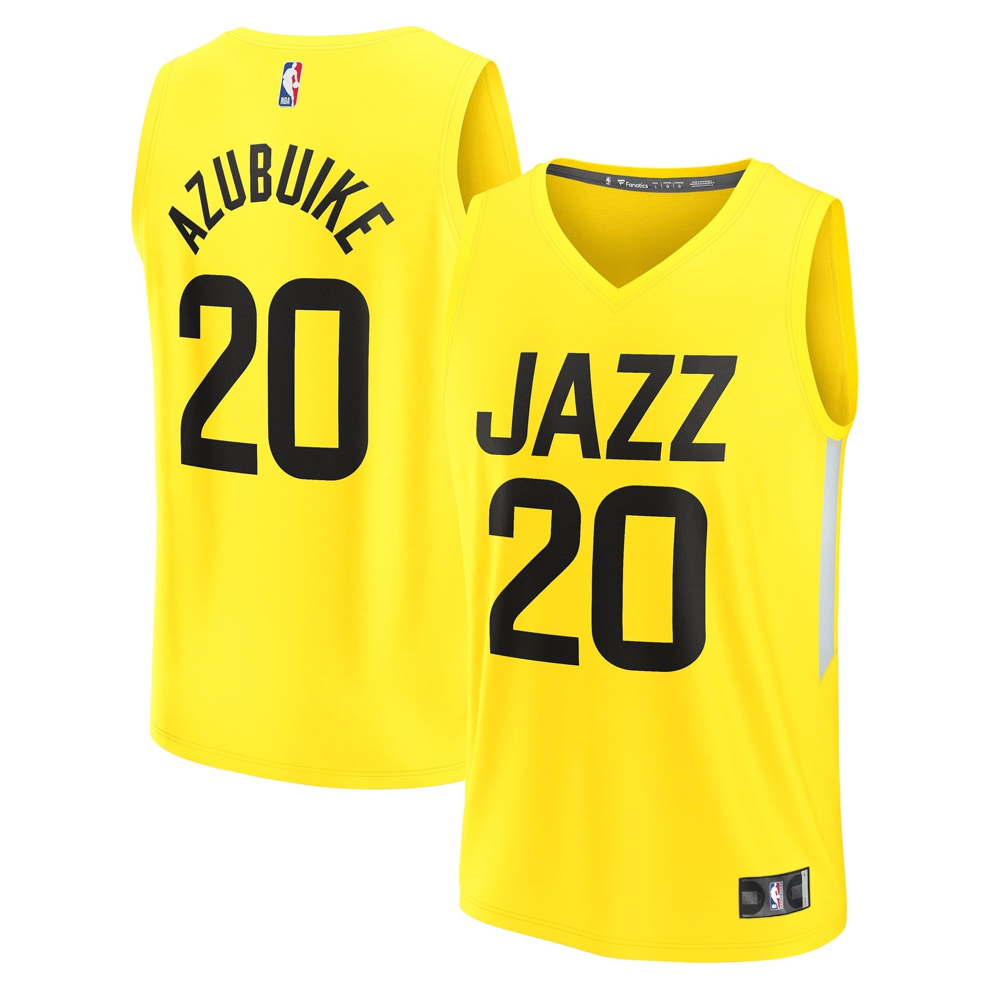 Men's Fanatics Branded Udoka Azubuike Yellow Utah Jazz 2022/23 Fast Break Replica Player Jersey - Icon Edition - vstockx