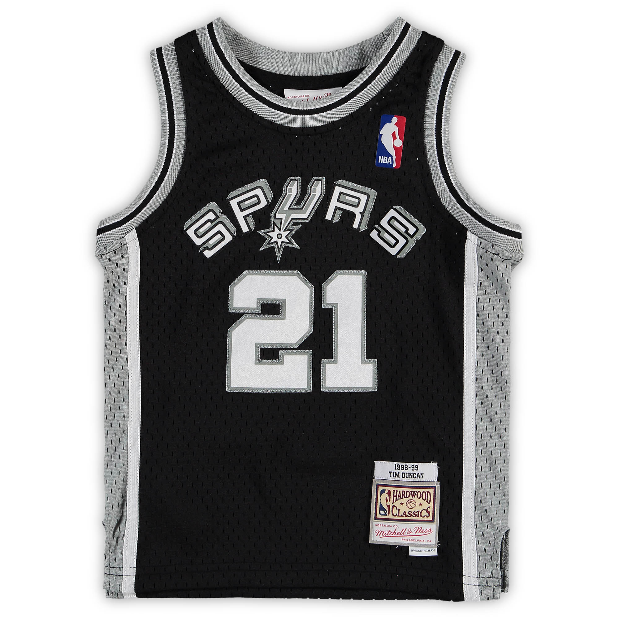 Tim Duncan San Antonio Spurs Mitchell & Ness Preschool 1998/99 Hardwood Classics Throwback Team Jersey - Black - vstockx