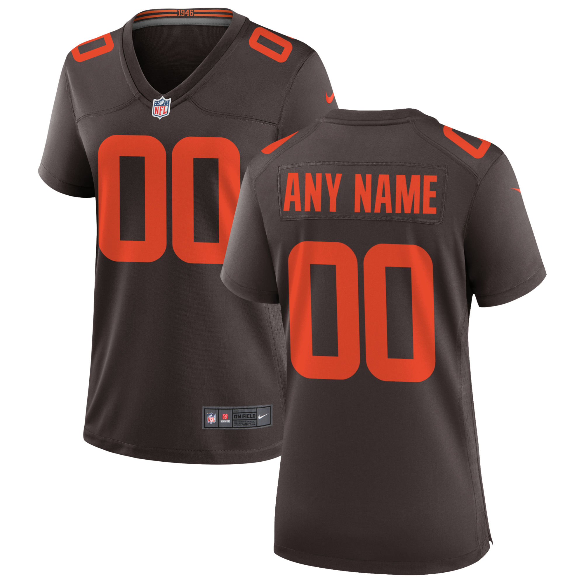 Cleveland Browns Nike Women's Alternate Custom Game Jersey - Brown - vstockx