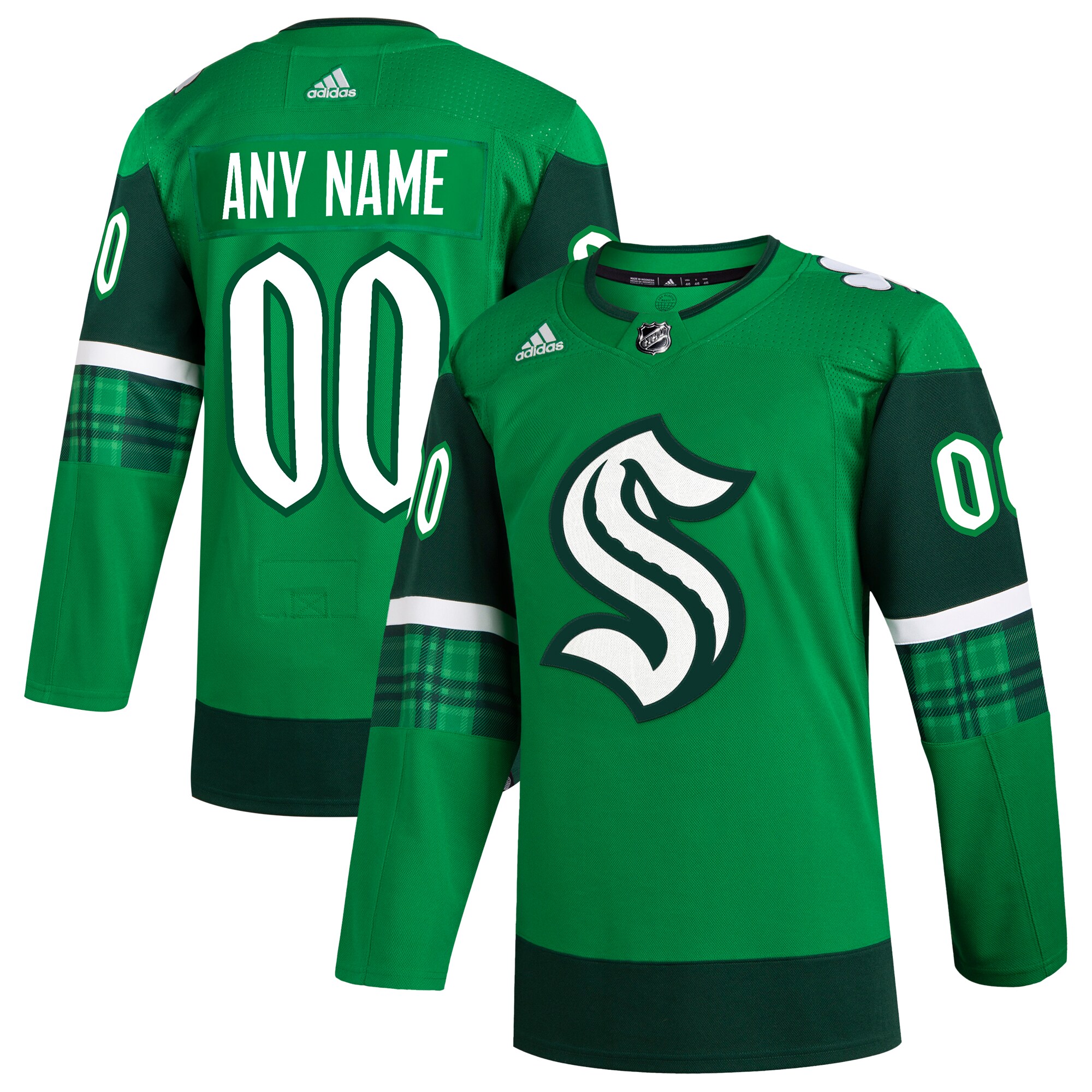 Seattle Kraken adidas St. Patrick's Day Authentic Custom Jersey - Kelly Green - vstockx