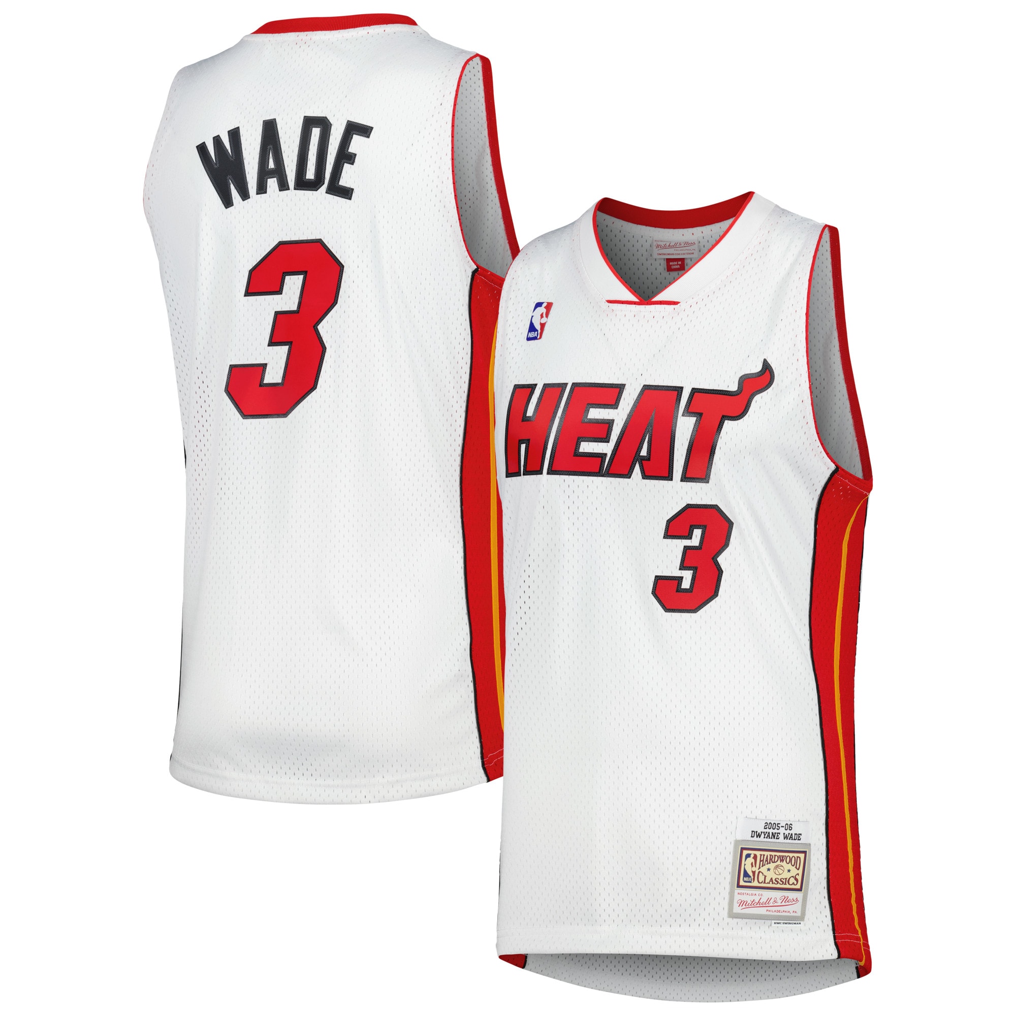 Dwyane Wade Miami Heat Mitchell & Ness 2001/02 Hardwood Classics Swingman Jersey - White - vstockx