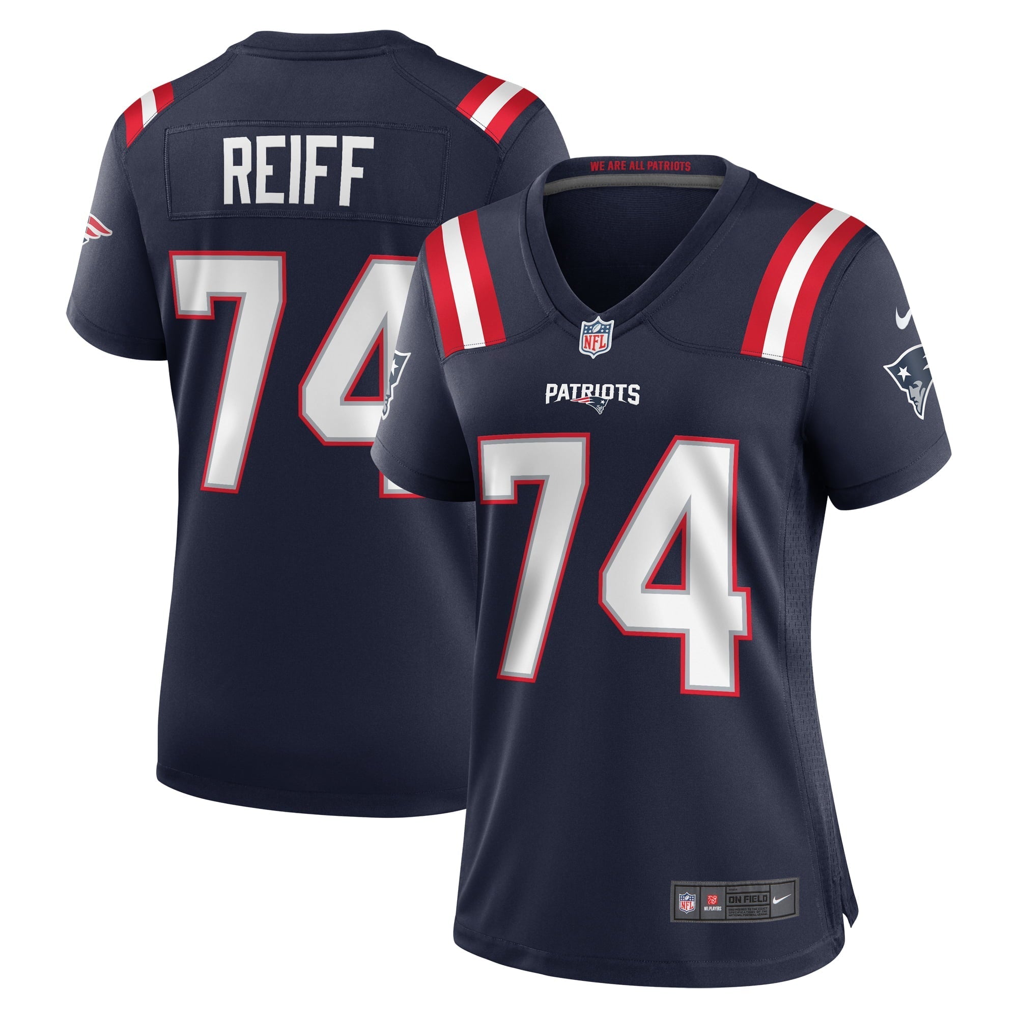 Women's Nike Riley Reiff Navy New England Patriots Game Jersey - vstockx