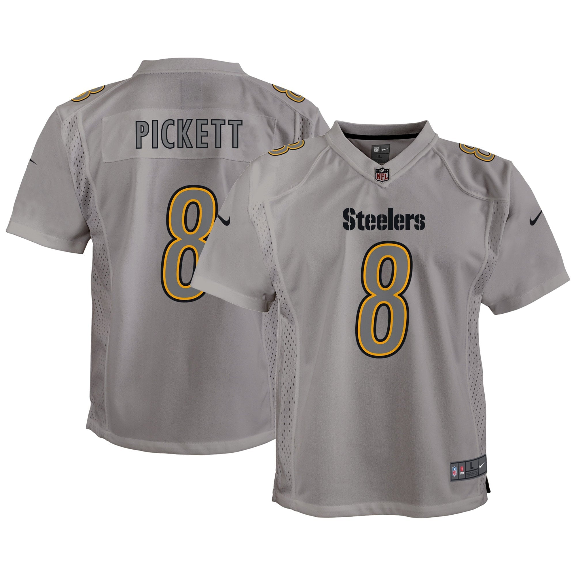 Youth Nike Kenny Pickett Gray Pittsburgh Steelers Atmosphere Game Jersey - vstockx