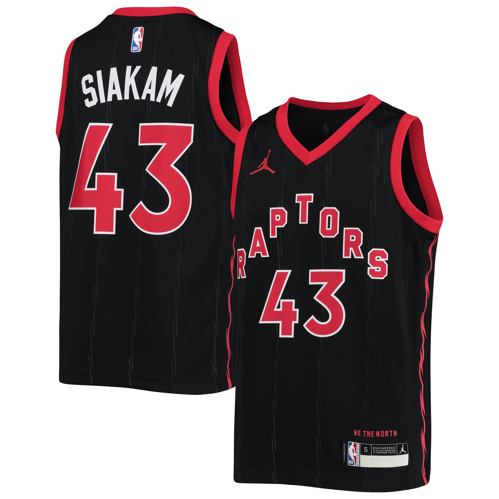 Pascal Siakam Toronto Raptors Jordans Brand Youth 2020/21 Swingman Jersey - Statement Edition - Black - vstockx