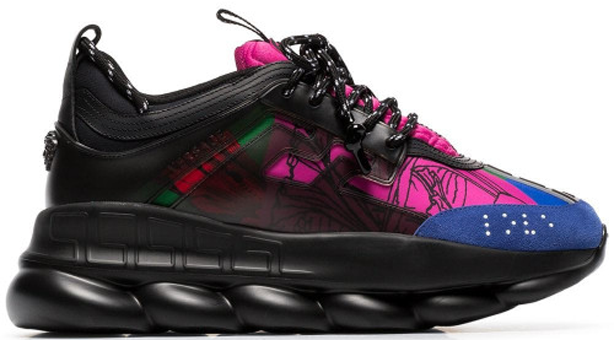 Versace Chain Reaction Black Multi-Color Rubber Suede - vstockx