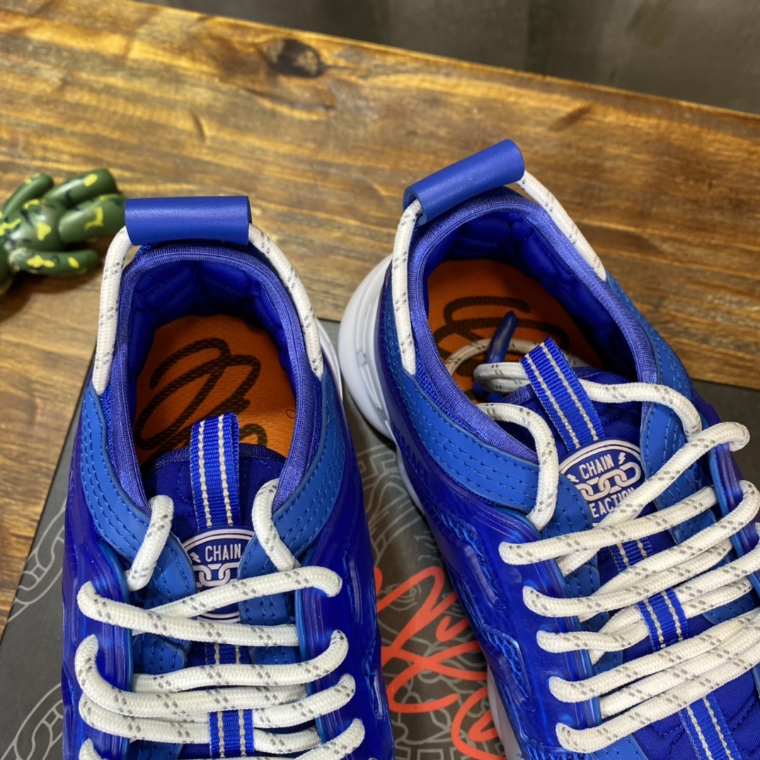 Versace Chain Reaction Blue Mesh Rubber Suede - vstockx