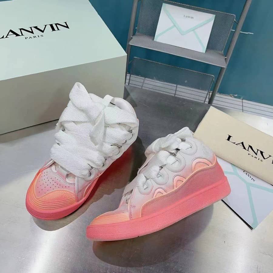 Lanvin Leather Curb sneakers Pink White - vstockx