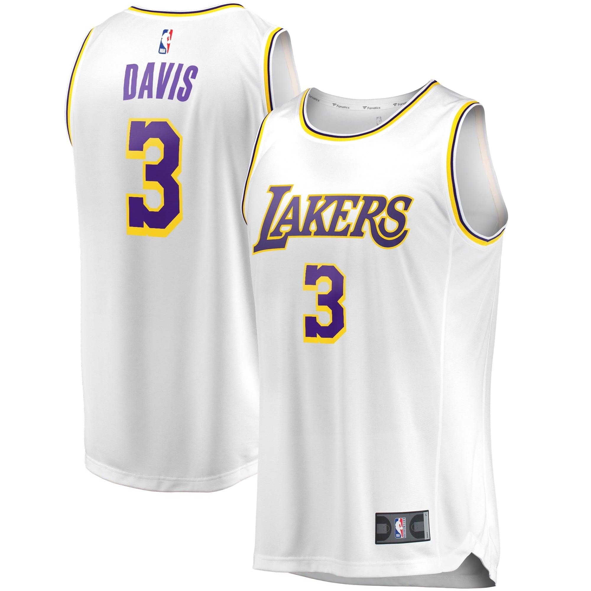 Youth Fanatics Branded Anthony Davis White Los Angeles Lakers Fast Break Player Replica Jersey - Association Edition - vstockx