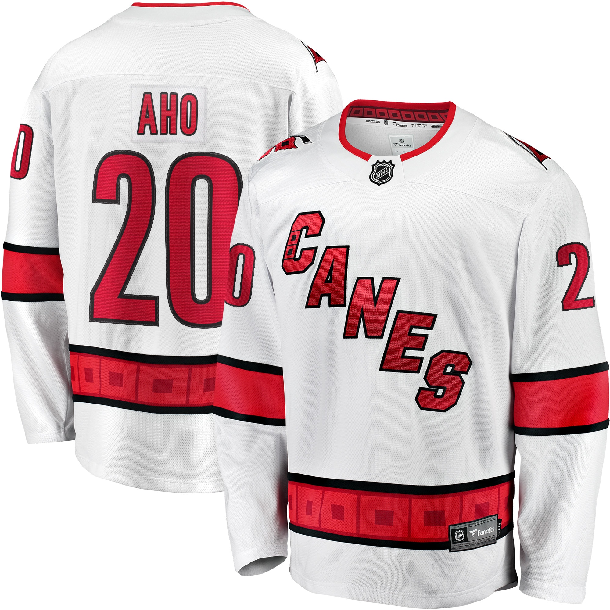 Sebastian Aho Carolina Hurricanes Fanatics Branded Away Premier Breakaway Player Jersey - White - vstockx