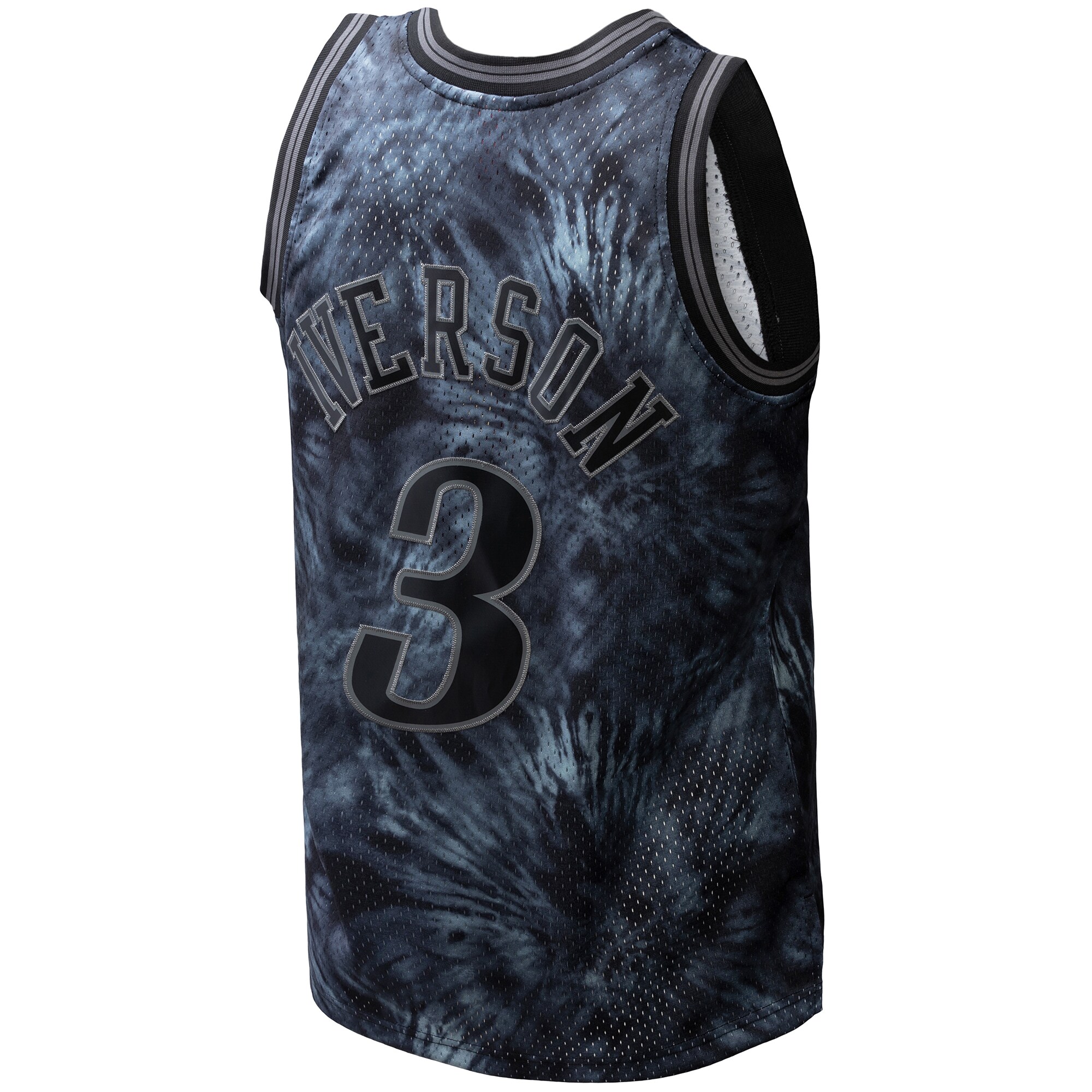 Allen Iverson Philadelphia 76ers Mitchell & Ness Hardwood Classics 1997/98 Tie-Dye Swingman Jersey - Black - vstockx