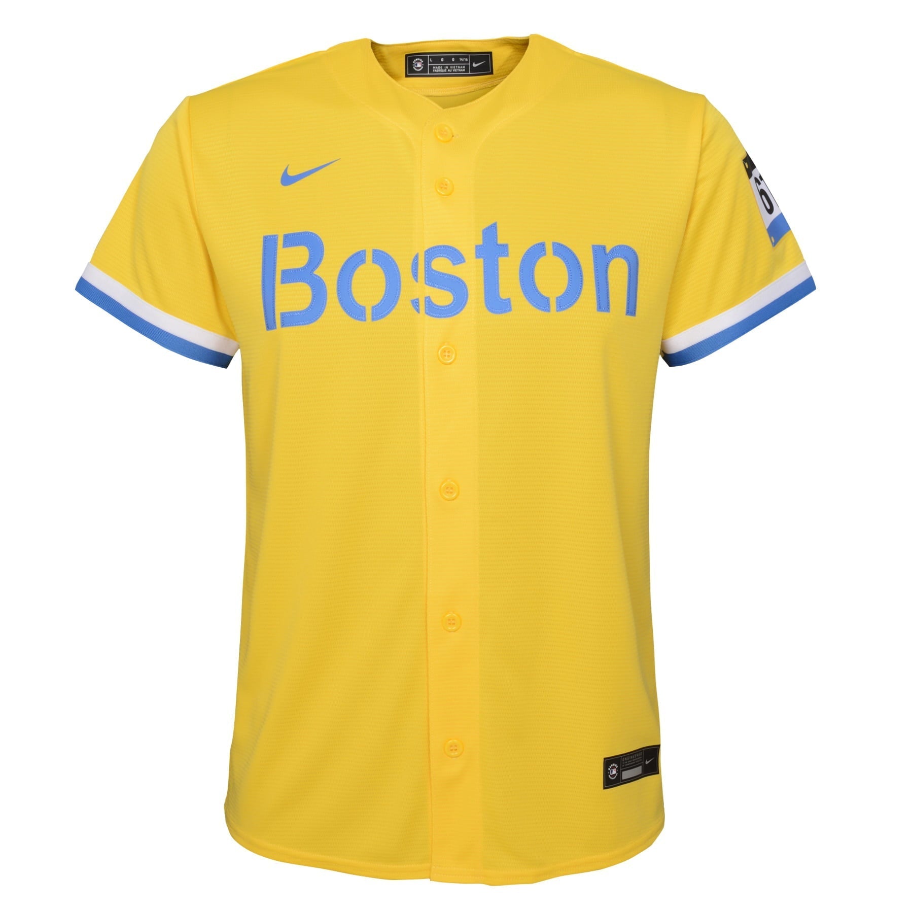 Youth Nike Gold/Light Blue Boston Red Sox City Connect Replica Team Jersey - vstockx