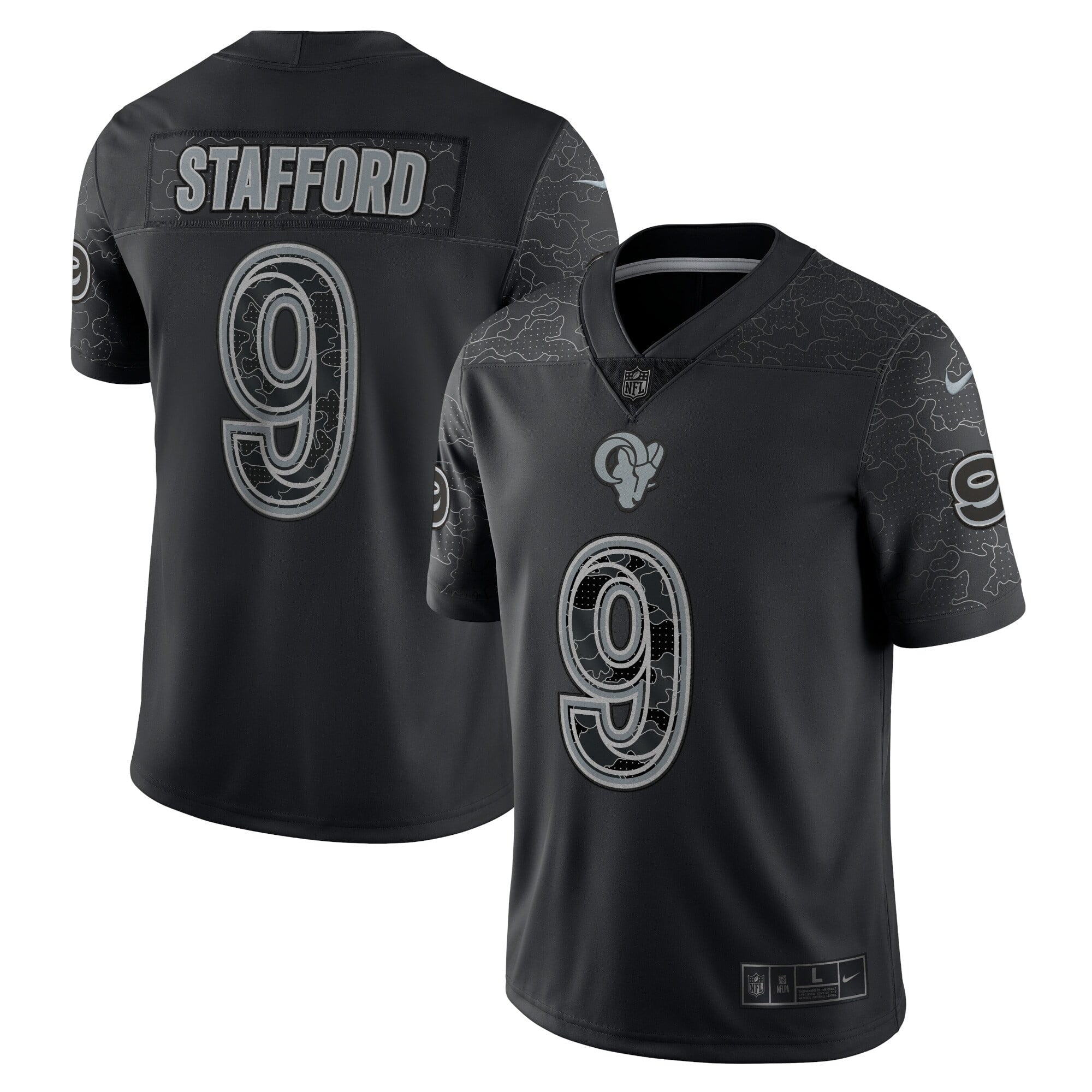 Men's Nike Matthew Stafford Black Los Angeles Rams RFLCTV Limited Jersey - vstockx