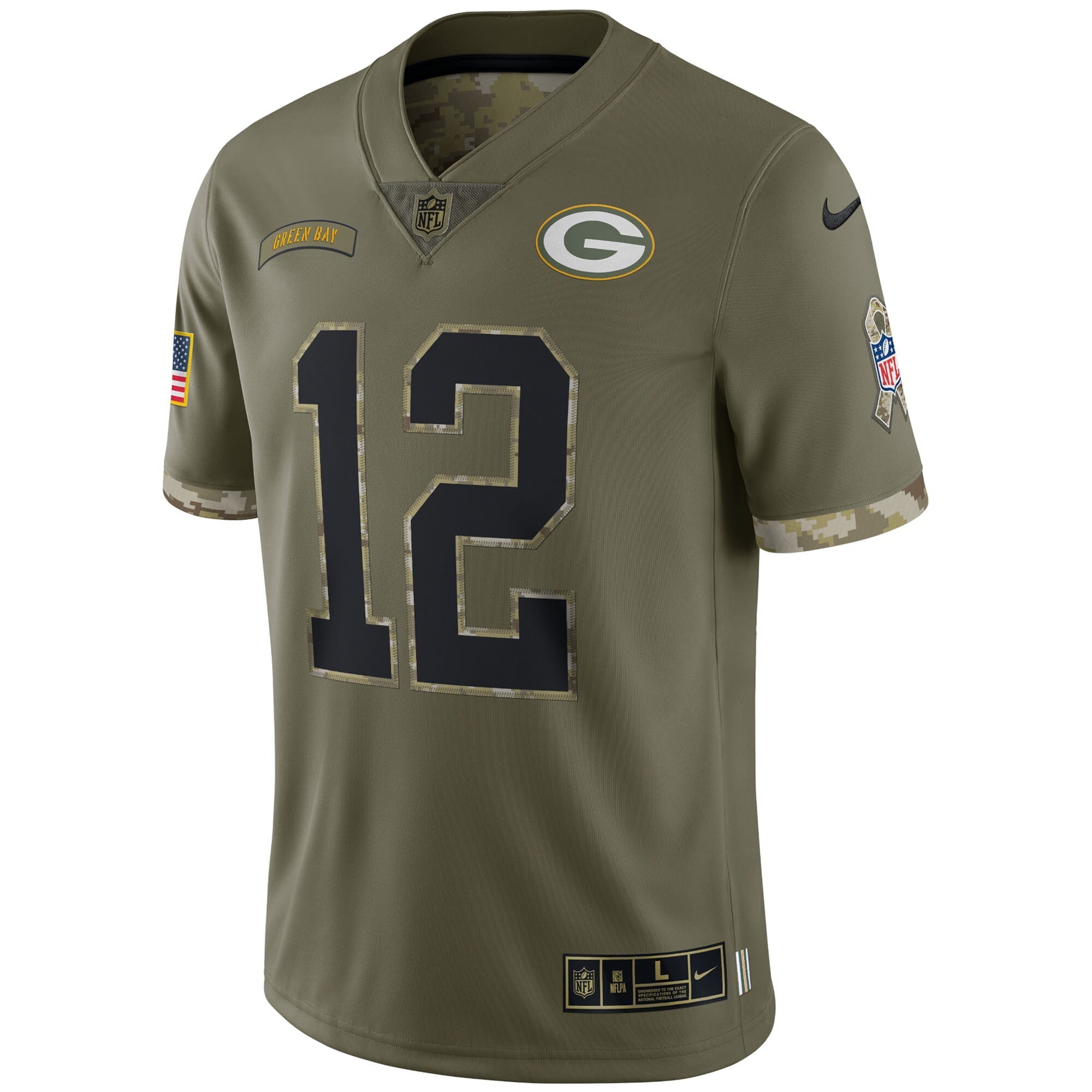 Men's Nike Aaron Rodgers Olive Green Bay Packers 2022 Salute To Service Limited Jersey - vstockx