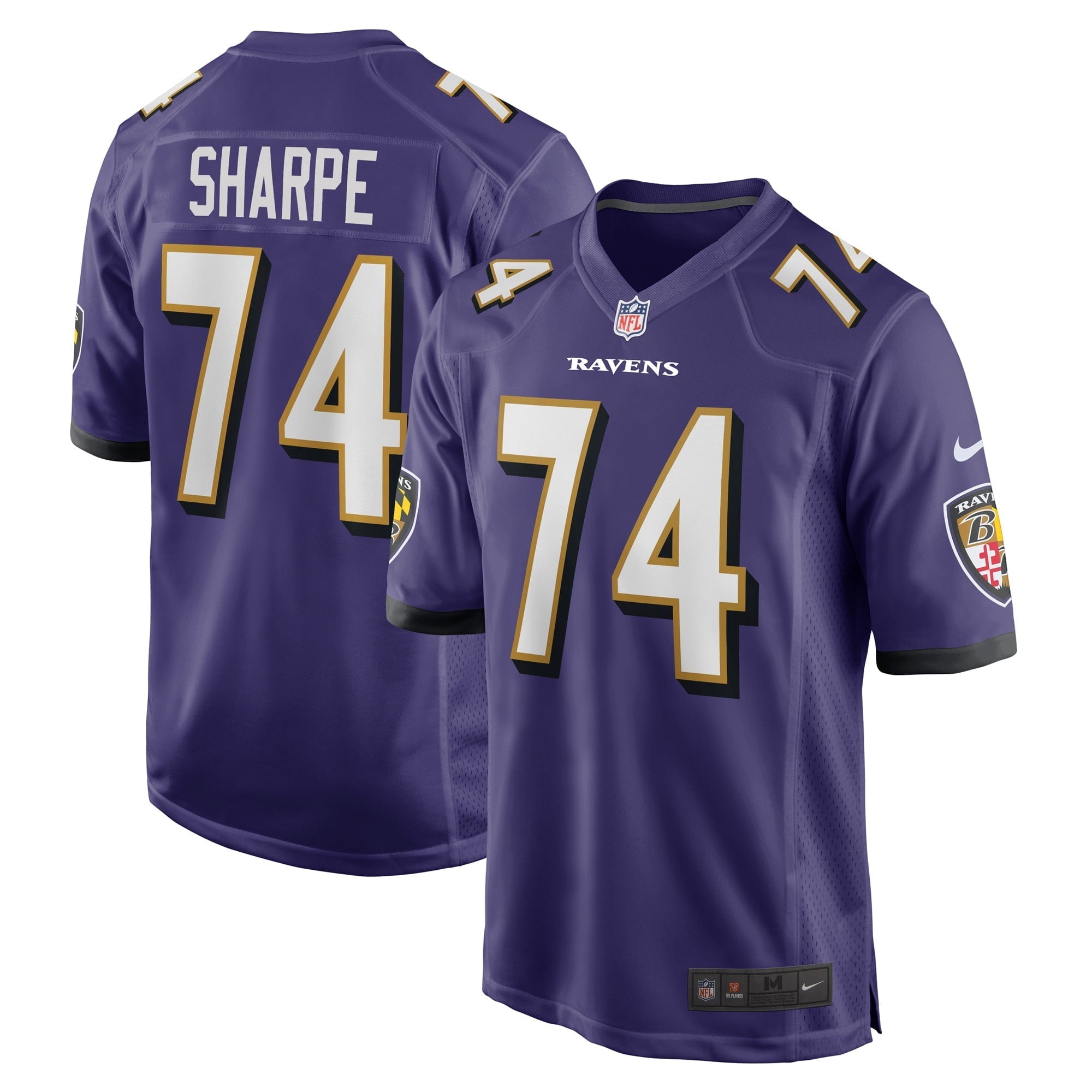 Men's Nike David Sharpe Purple Baltimore Ravens Game Player Jersey - vstockx