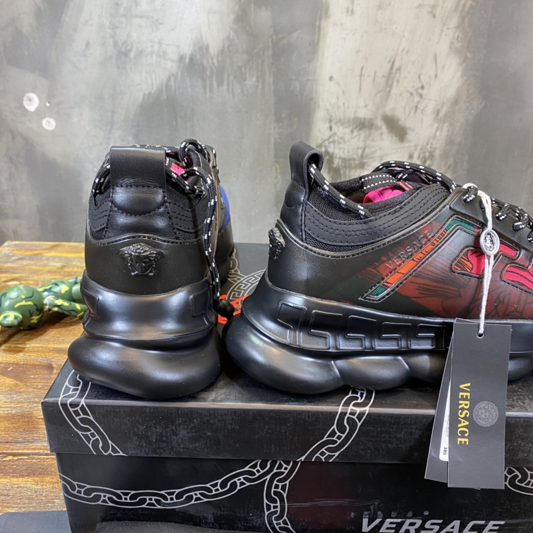 Versace Chain Reaction Black Multi-Color Rubber Suede - vstockx