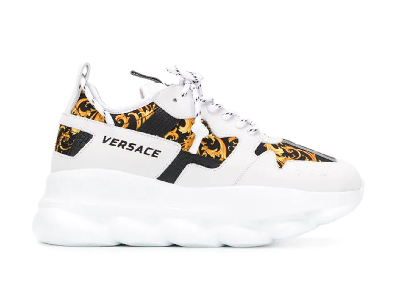 Versace Chain Reaction 2 Barocco Print White Black Yellow (W) - vstockx