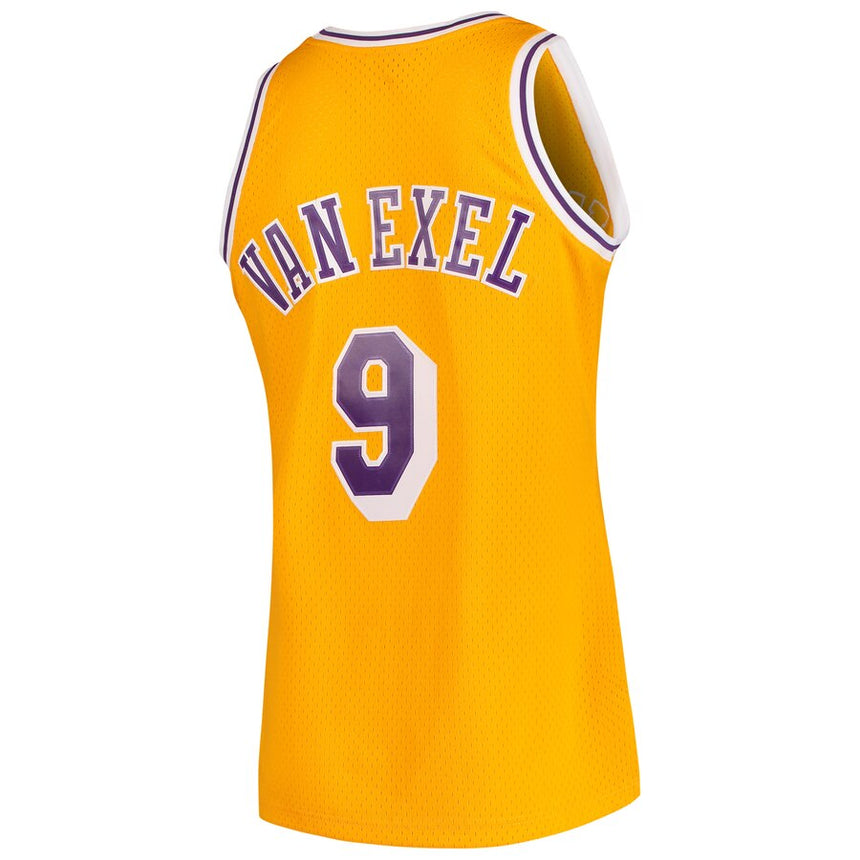 Men's Mitchell & Ness Nick Van Exel Los Angeles Lakers Gold 1996-97 Hardwood Classics Swingman Jersey - vstockx