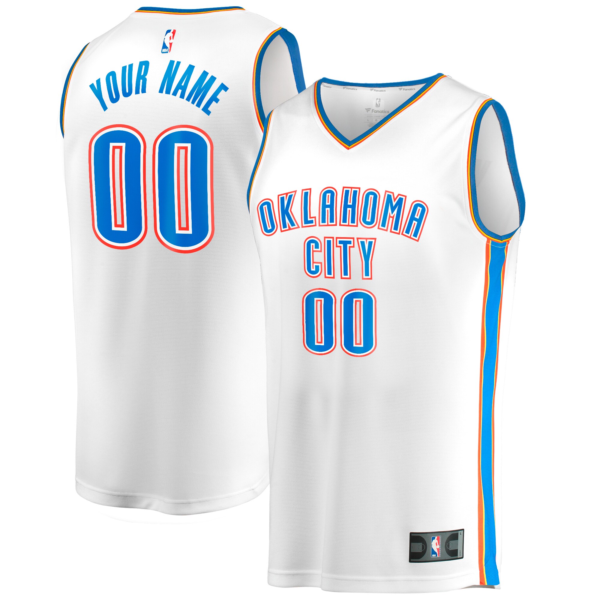 Oklahoma City Thunder Fanatics Branded Fast Break Custom Replica Jersey - White - Association Edition - vstockx
