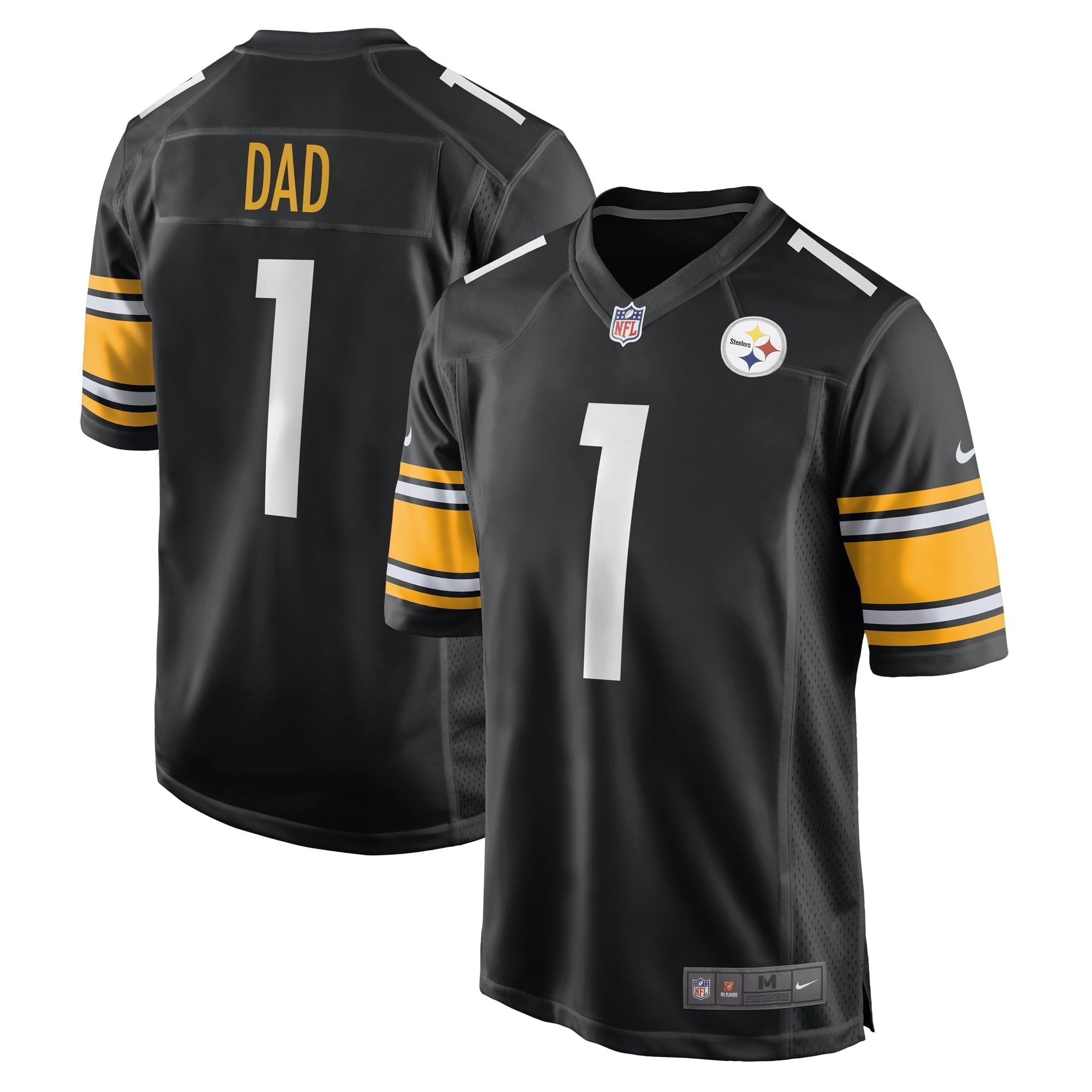 Men's Nike Number 1 Dad Black Pittsburgh Steelers Game Jersey - vstockx