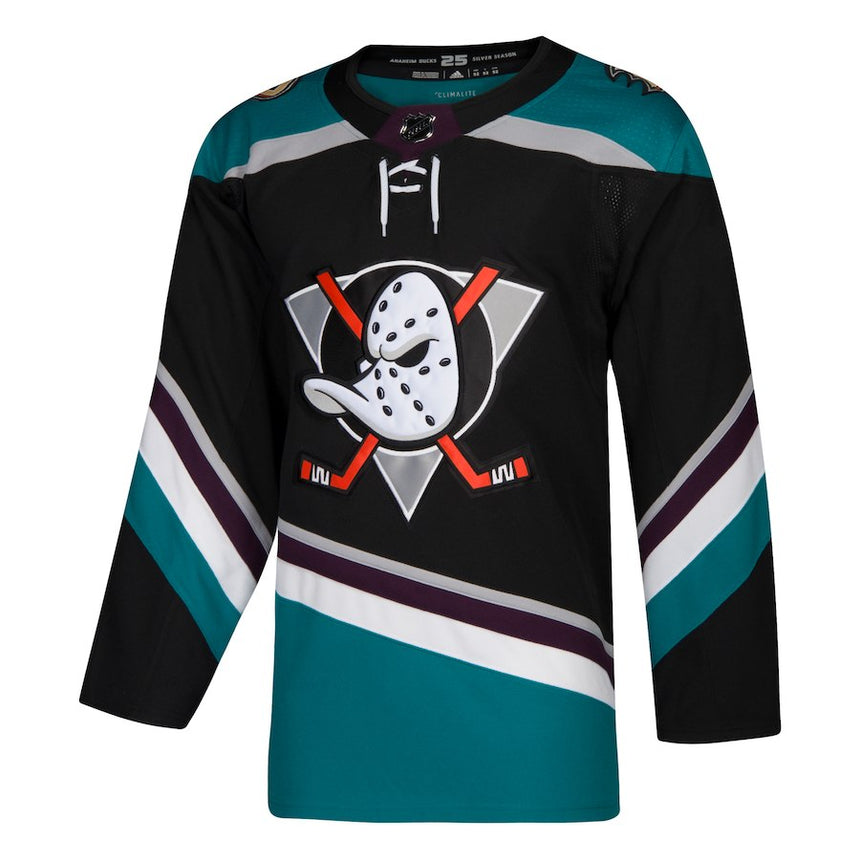 Men's Anaheim Ducks adidas Black/Teal Alternate Authentic Blank Jersey - vstockx