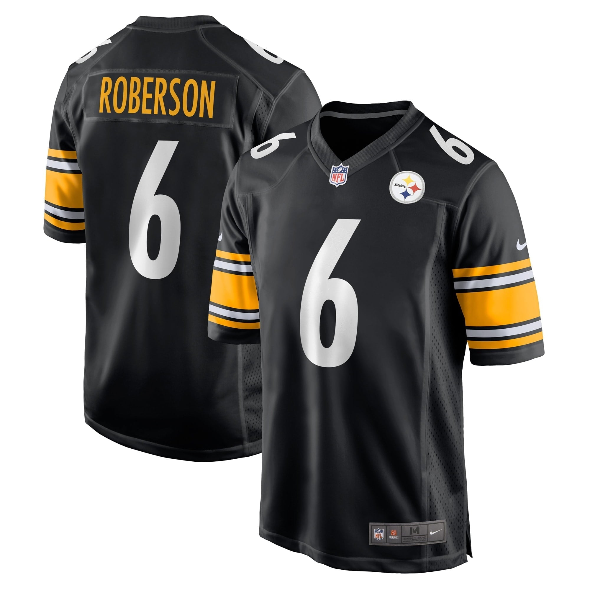 Men's Nike Jaquarii Roberson Black Pittsburgh Steelers Game Player Jersey - vstockx