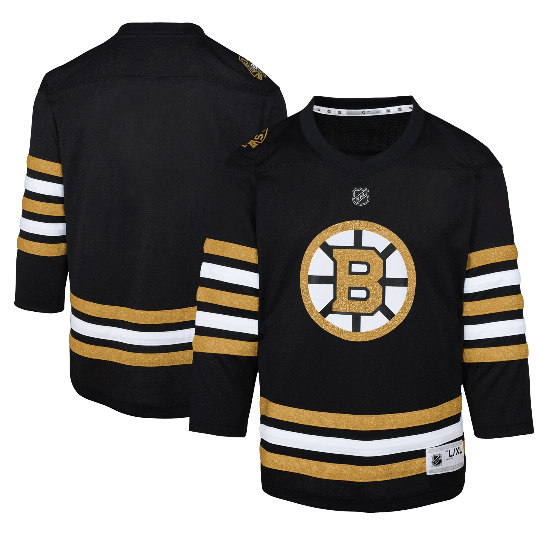 Boston Bruins Youth 100th Anniversary Replica Jersey - Black - vstockx