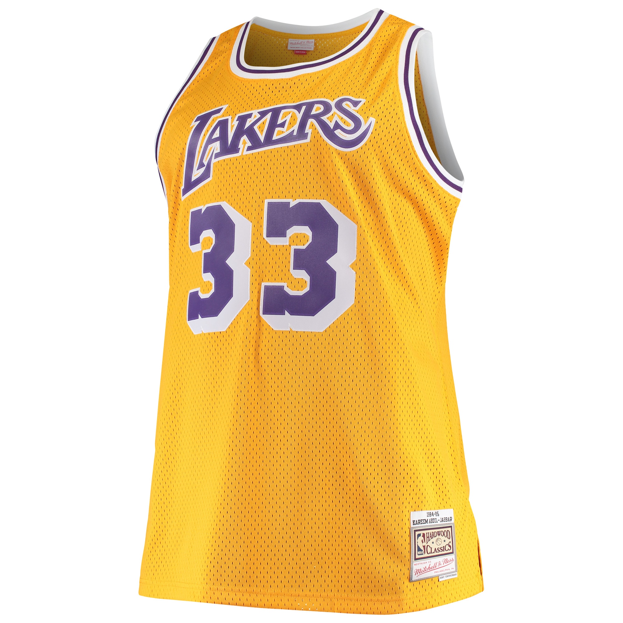Kareem Abdul-Jabbar Los Angeles Lakers Mitchell & Ness Big & Tall Hardwood Classics Jersey - Gold - vstockx