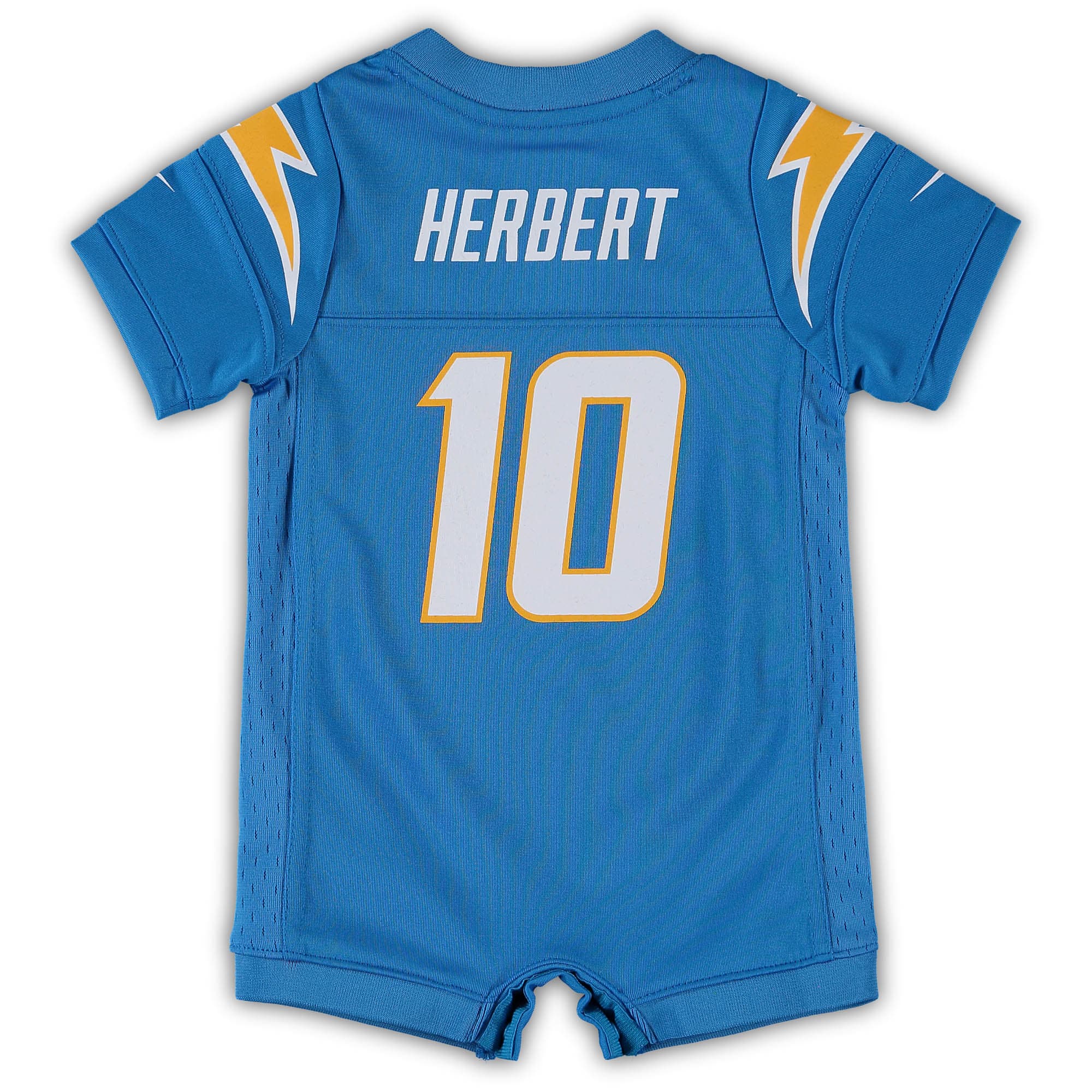 Justin Herbert Los Angeles Chargers Nike Infant Game Romper Jersey - Powder Blue - vstockx