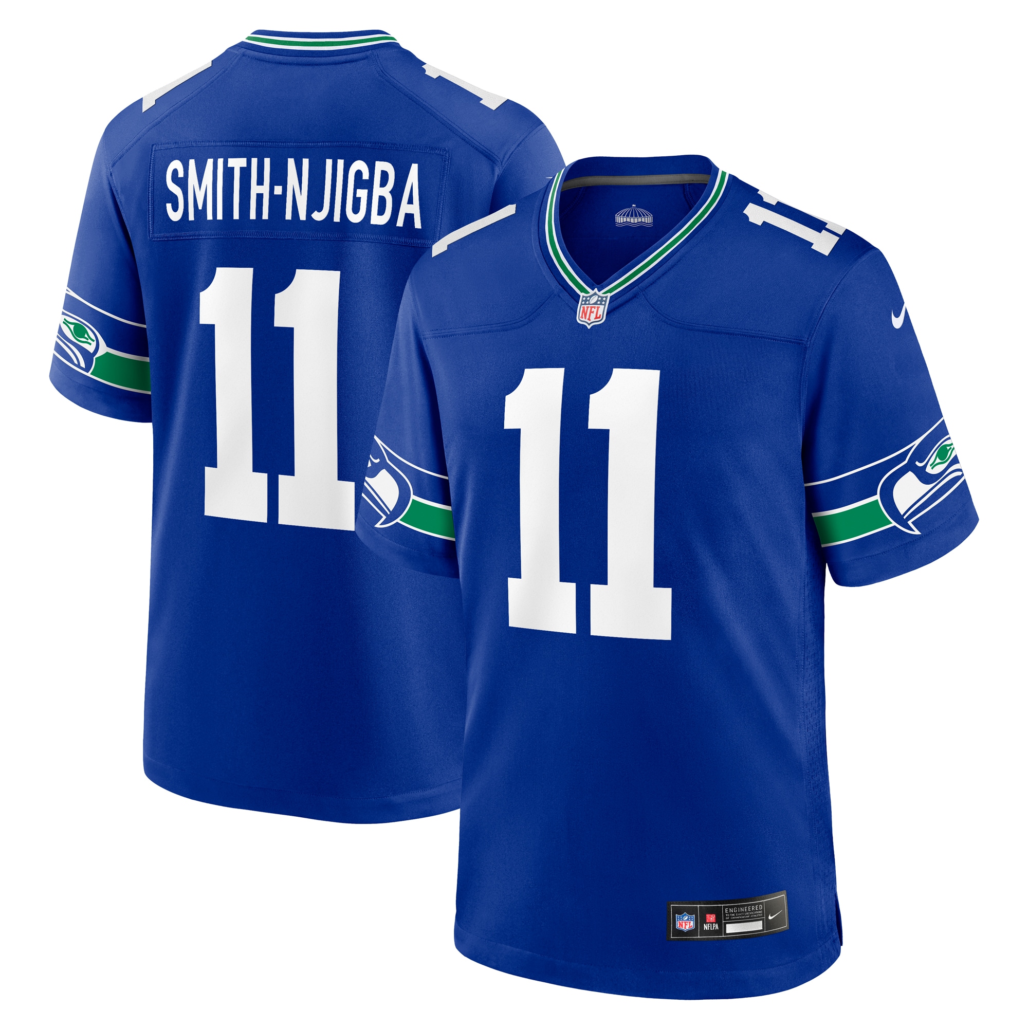 Jaxon Smith-Njigba Seattle Seahawks Nike Throwback Player Game Jersey - Royal - vstockx
