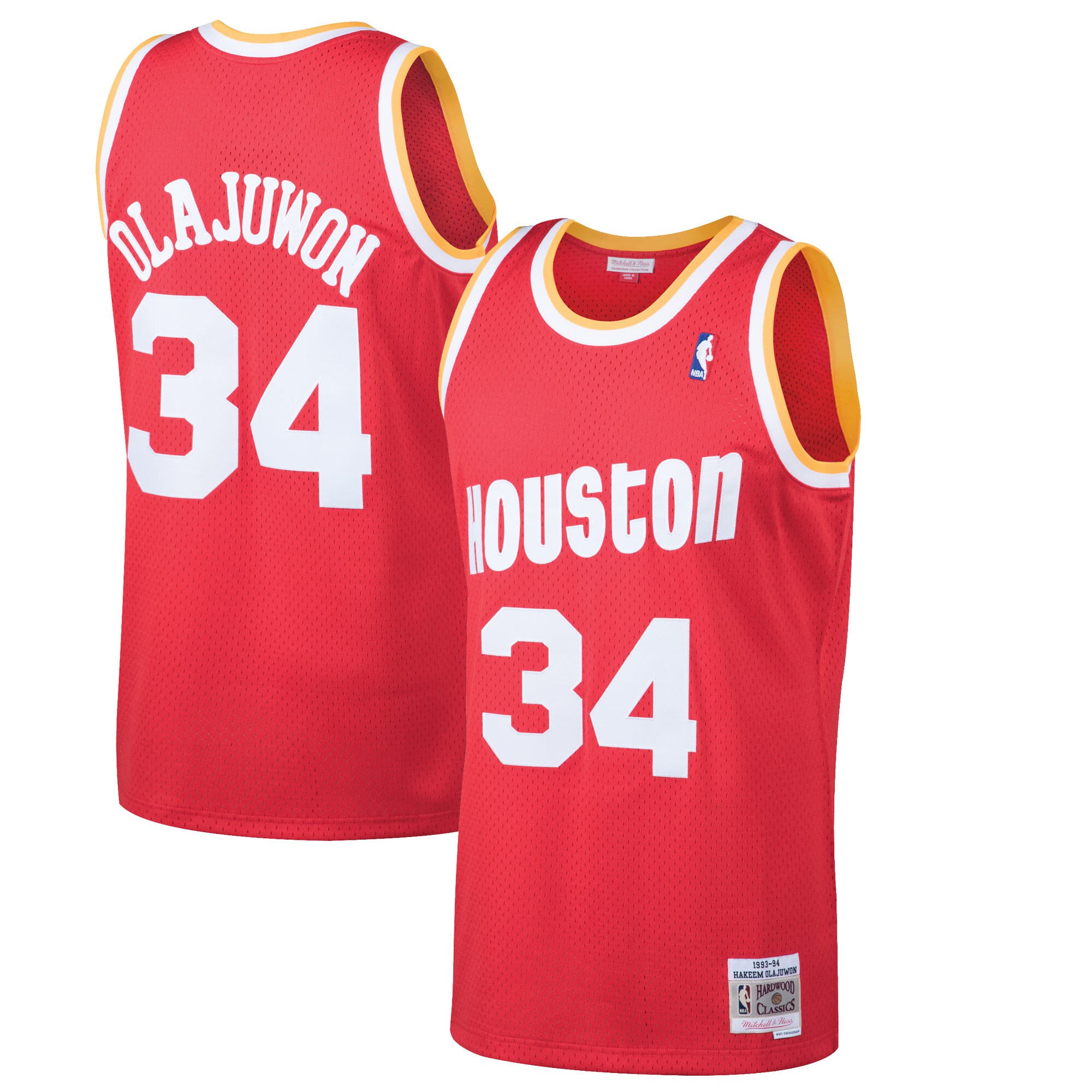 Hakeem Olajuwon Houston Rockets Mitchell & Ness Hardwood Classics Swingman Jersey - Red - vstockx