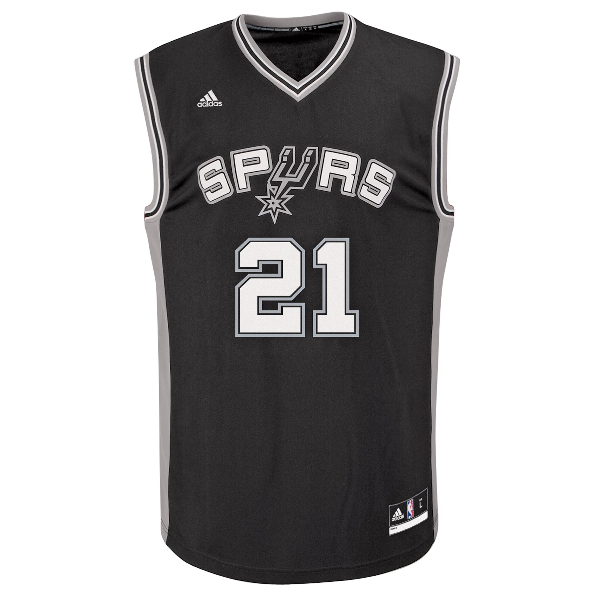 Tim Duncan San Antonio Spurs adidas Road Replica Jersey - Black - vstockx