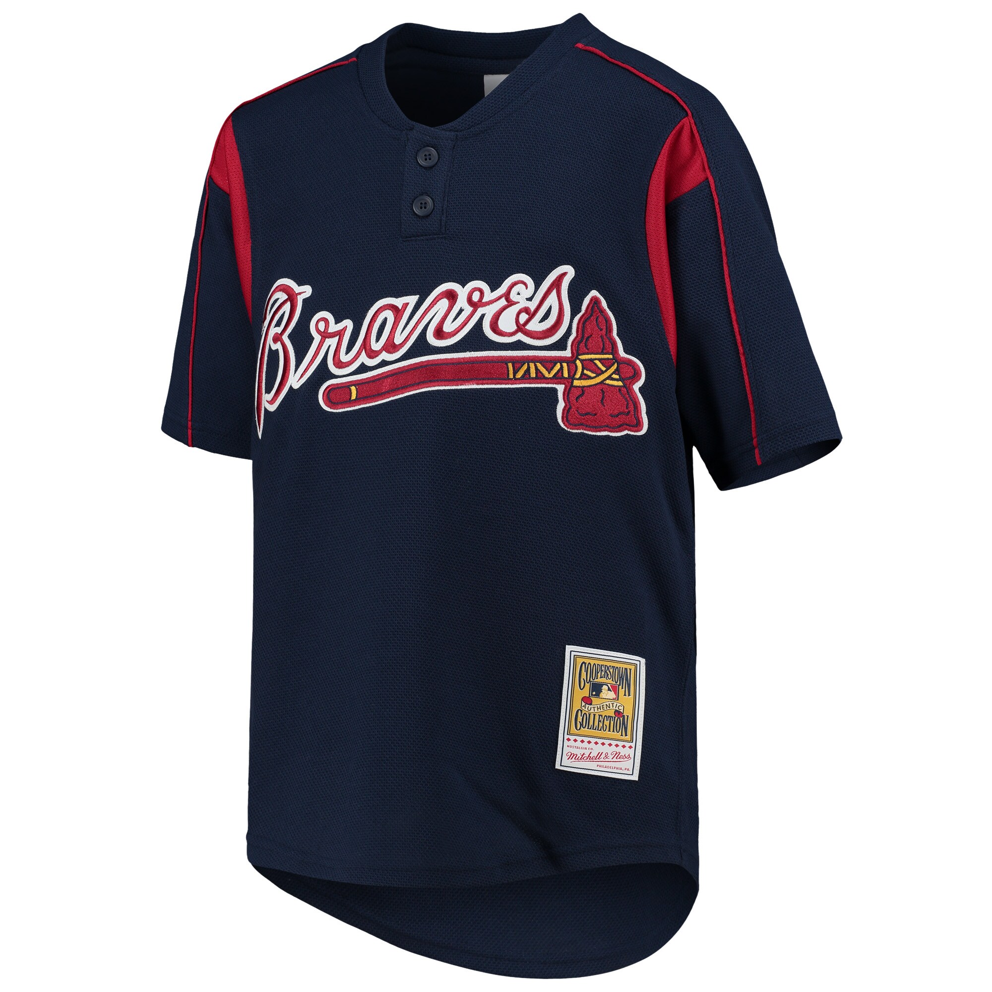 Chipper Jones Atlanta Braves Mitchell & Ness Youth Cooperstown Collection Mesh Batting Practice Jersey - Navy - vstockx