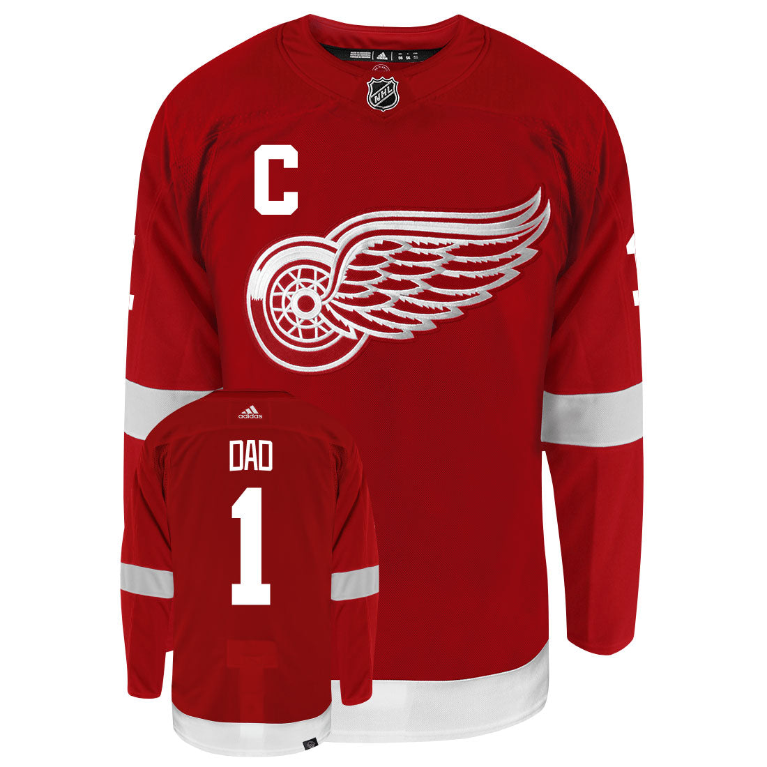 Detroit Red Wings Dad Number One Adidas Primegreen Authentic NHL Hockey Jersey - vstockx
