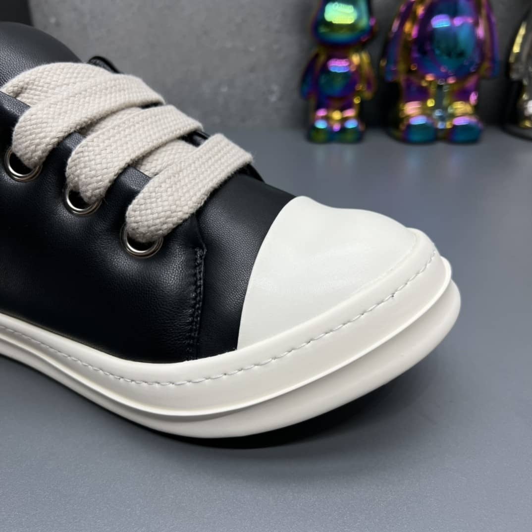 Rick Owens Jumbo Lace Padded Sneaks Low Black Milk - vstockx