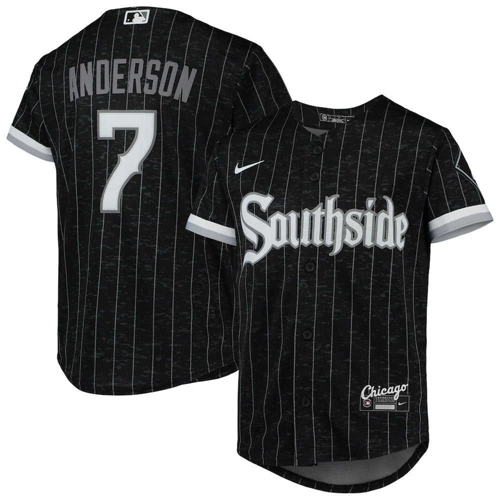 Youth Chicago White Sox Tim Anderson City Connect Replica Jersey - Black - vstockx