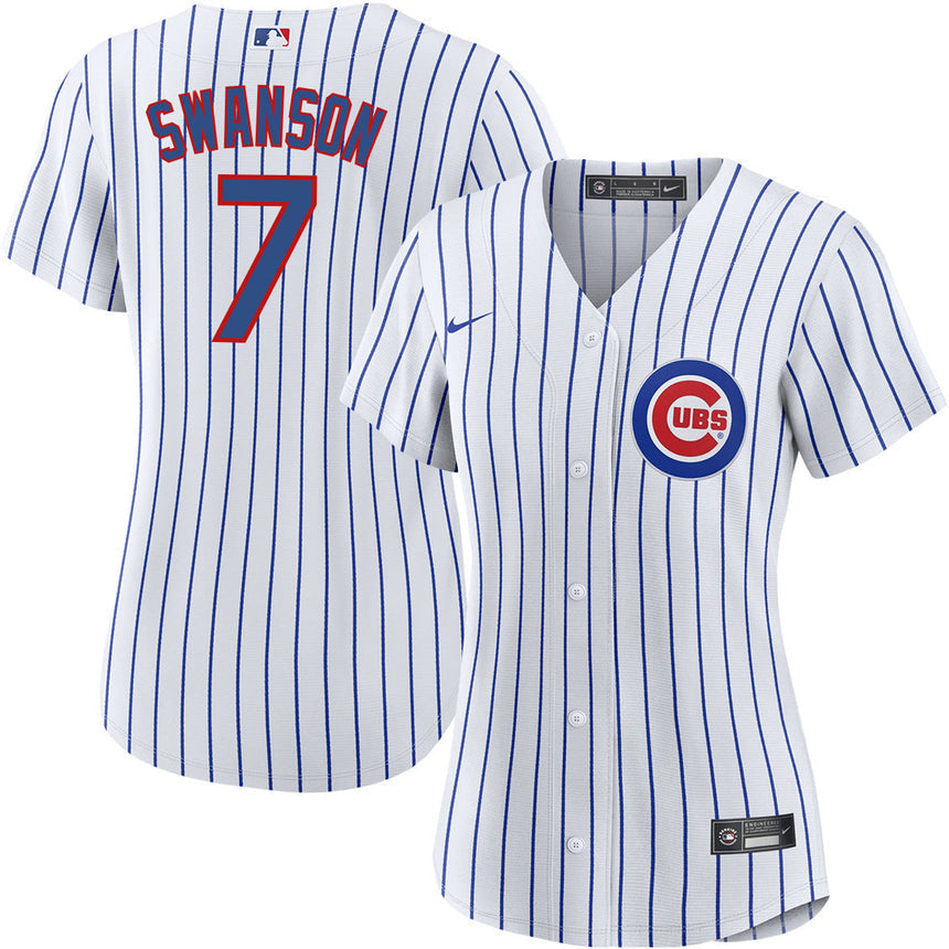 Women's Dansby Swanson Chicago Cubs White Home Premium Stitch Replica Team Jersey - vstockx