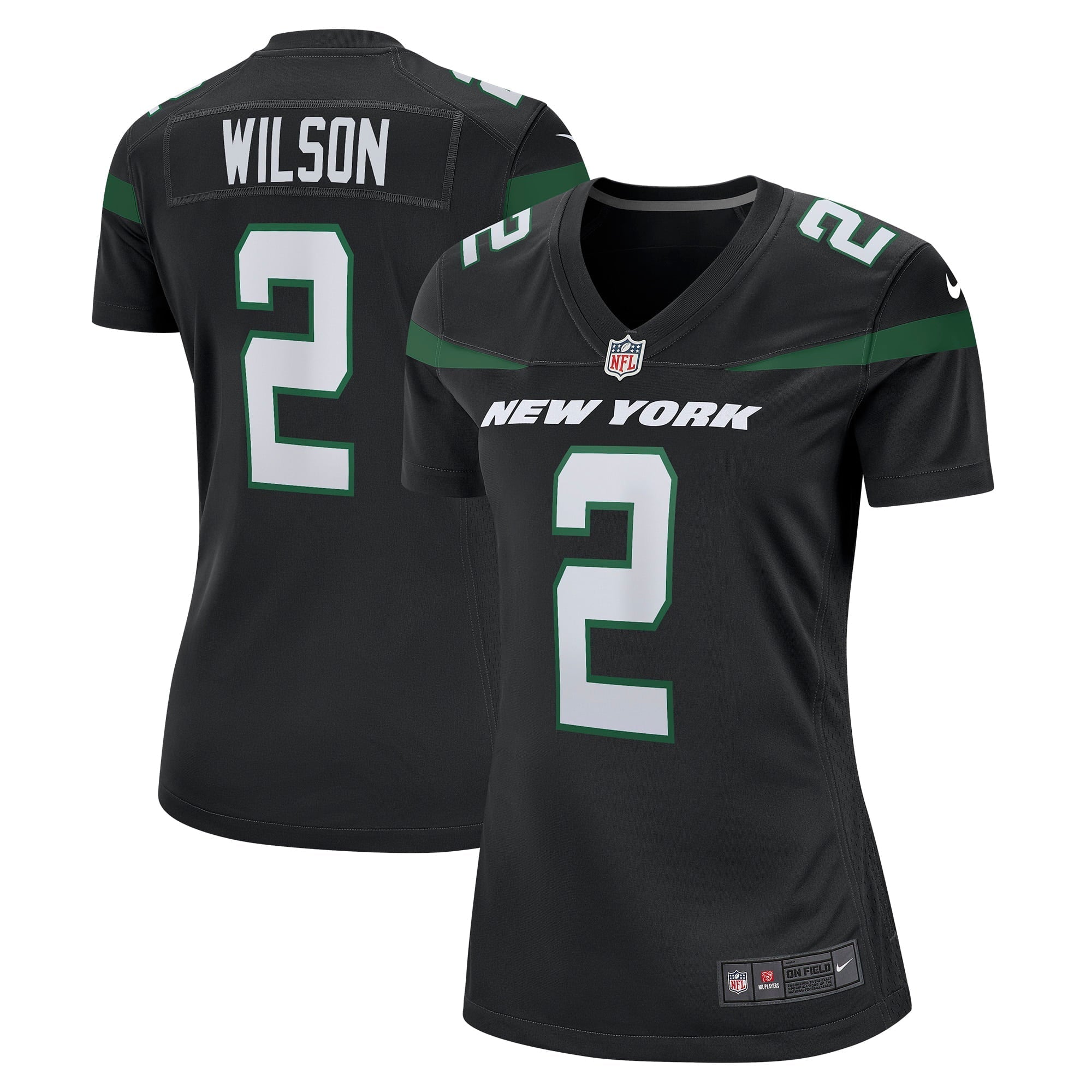 Women's Nike Zach Wilson Stealth Black New York Jets Game Jersey - vstockx