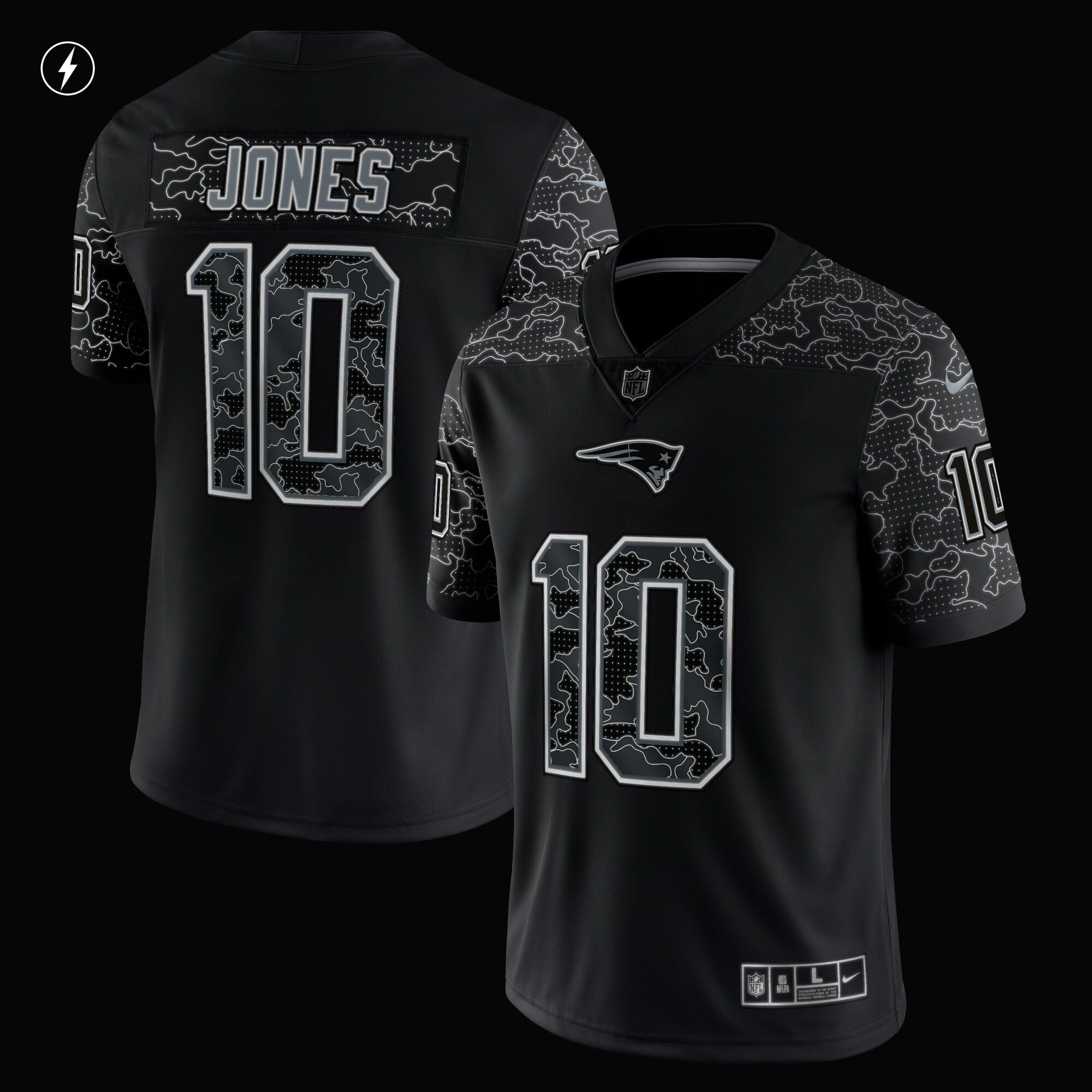 Men's Nike Mac Jones Black New England Patriots RFLCTV Limited Jersey - vstockx