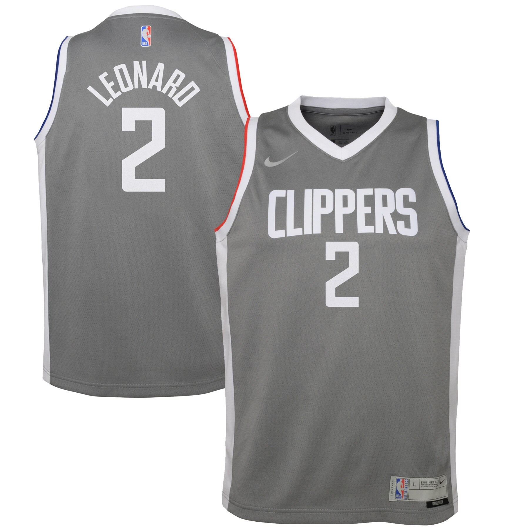 Kawhi Leonard LA Clippers Nike Youth 2020/21 Swingman Player Jersey Gray - Earned Edition - vstockx